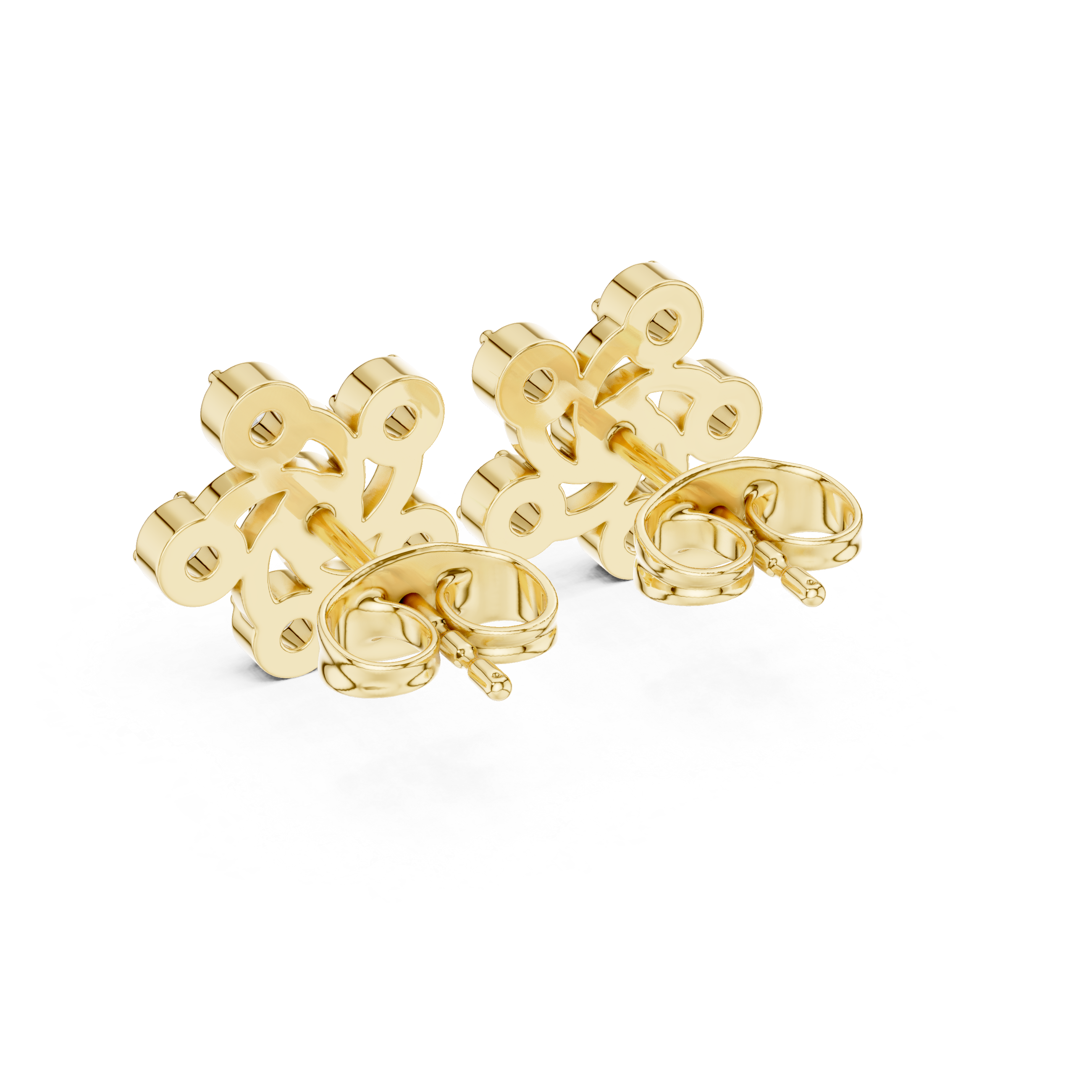 cluster Diamond Stud Earrings with Raised Settings.