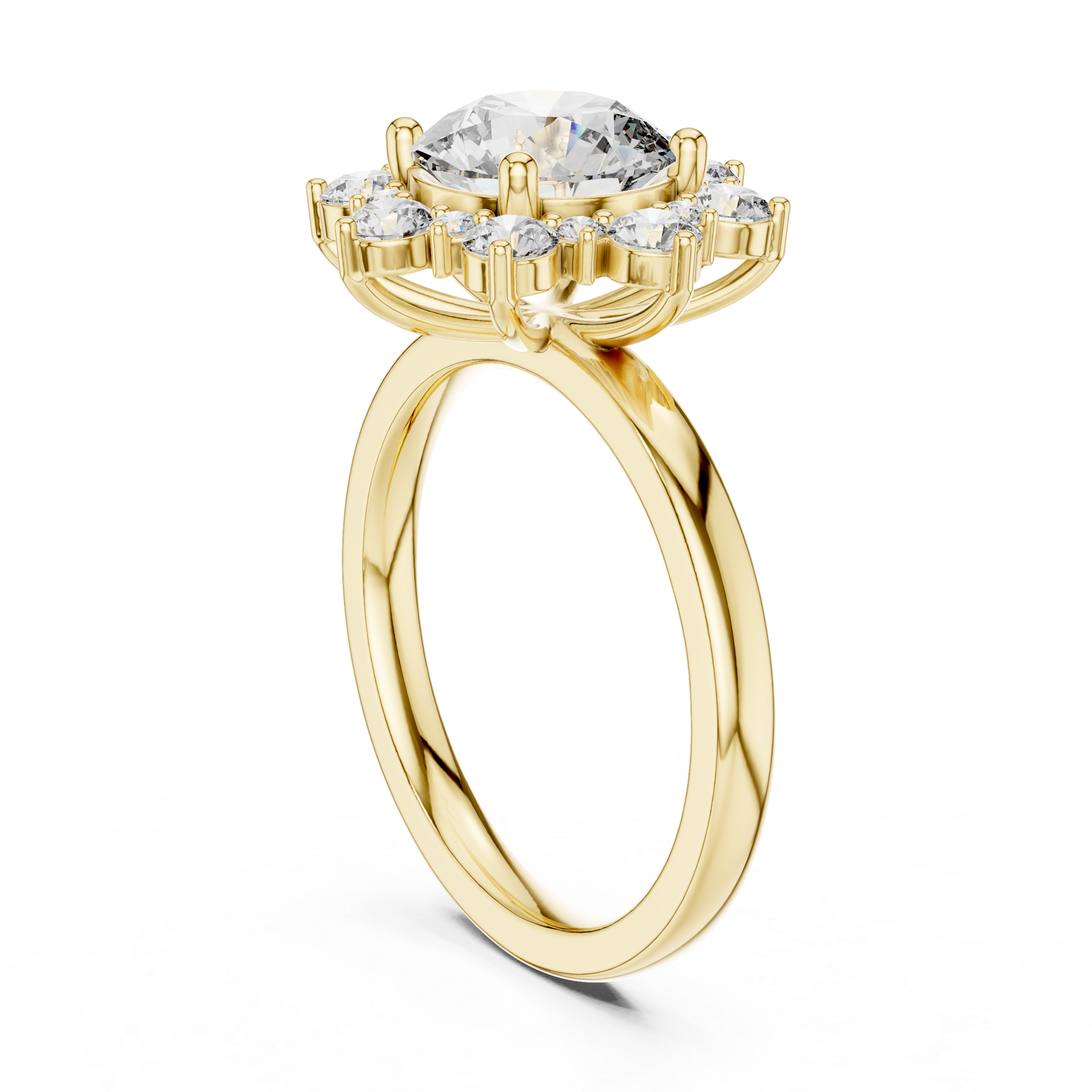 Floral Halo Diamond Ring