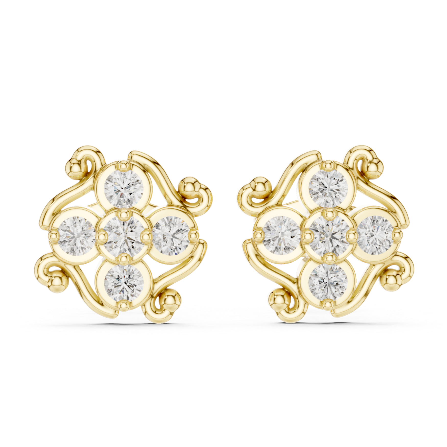 Earrings with sparkling cluster gemstones.