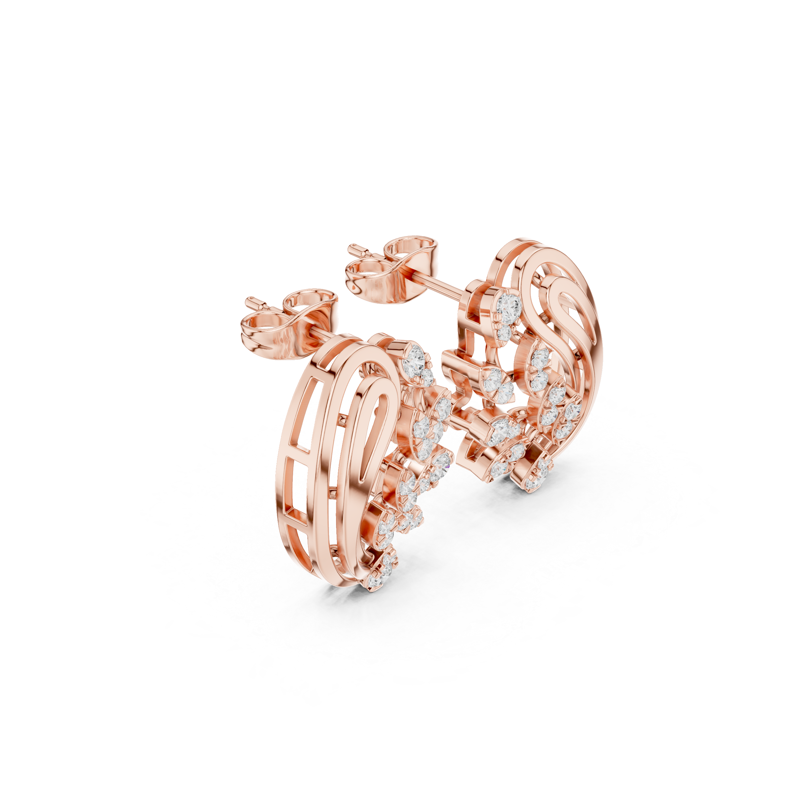 Paisley Earrings with Leaf-Shaped Diamond Accents