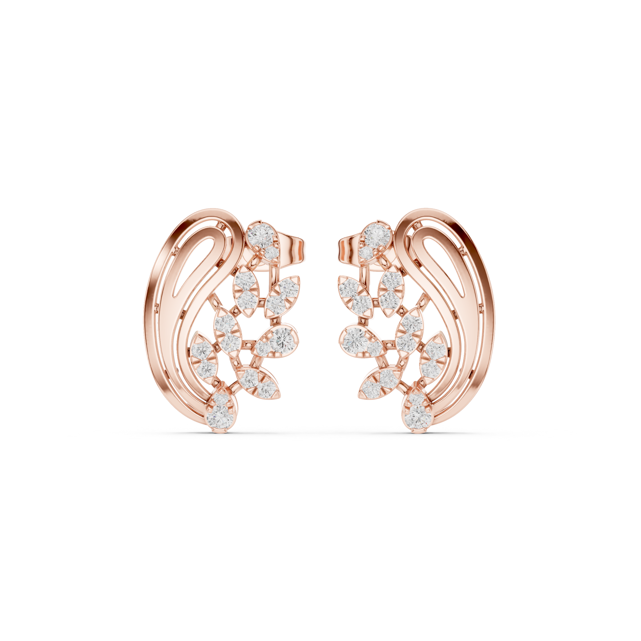 Paisley Earrings with Leaf-Shaped Diamond Accents