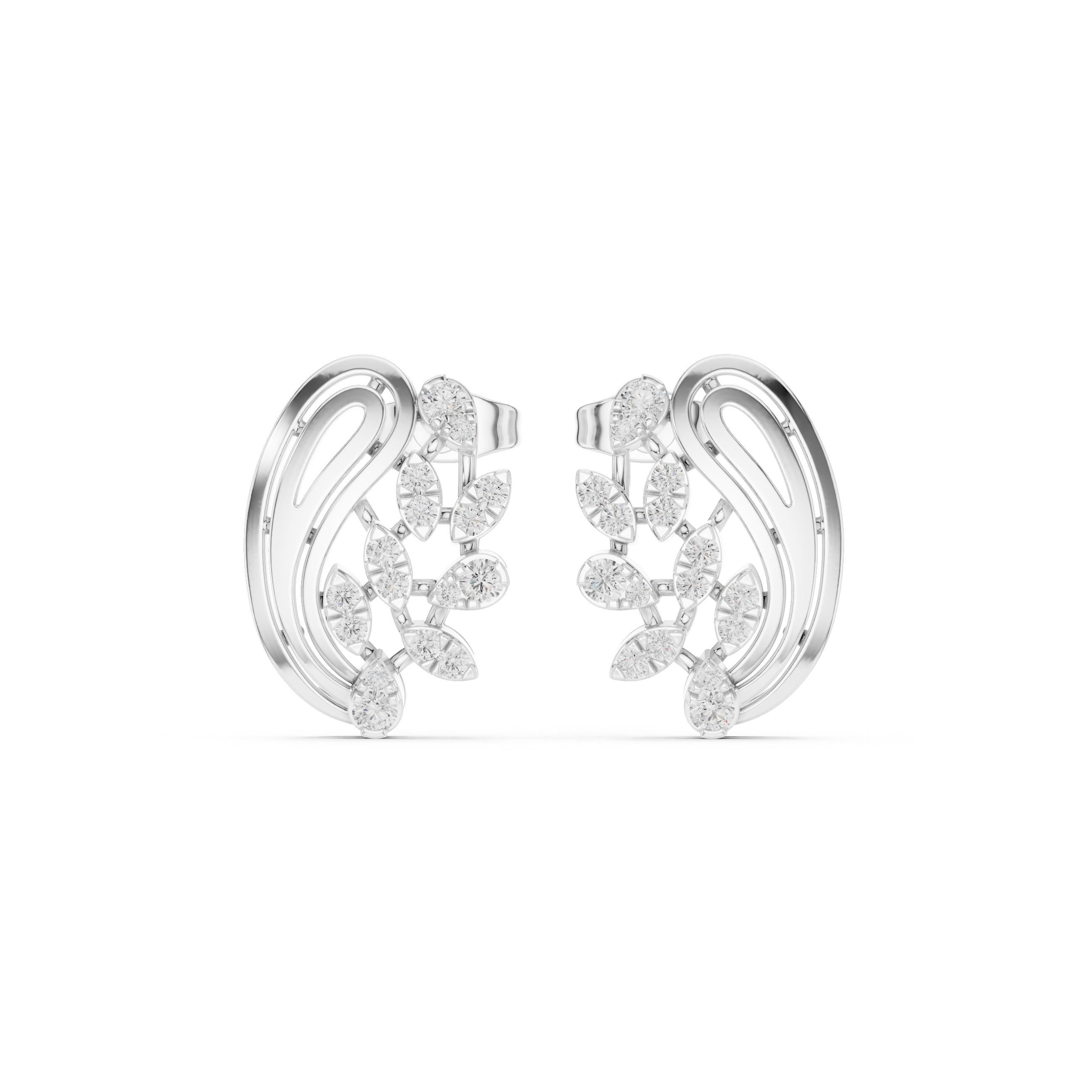 Paisley Earrings with Leaf-Shaped Diamond Accents