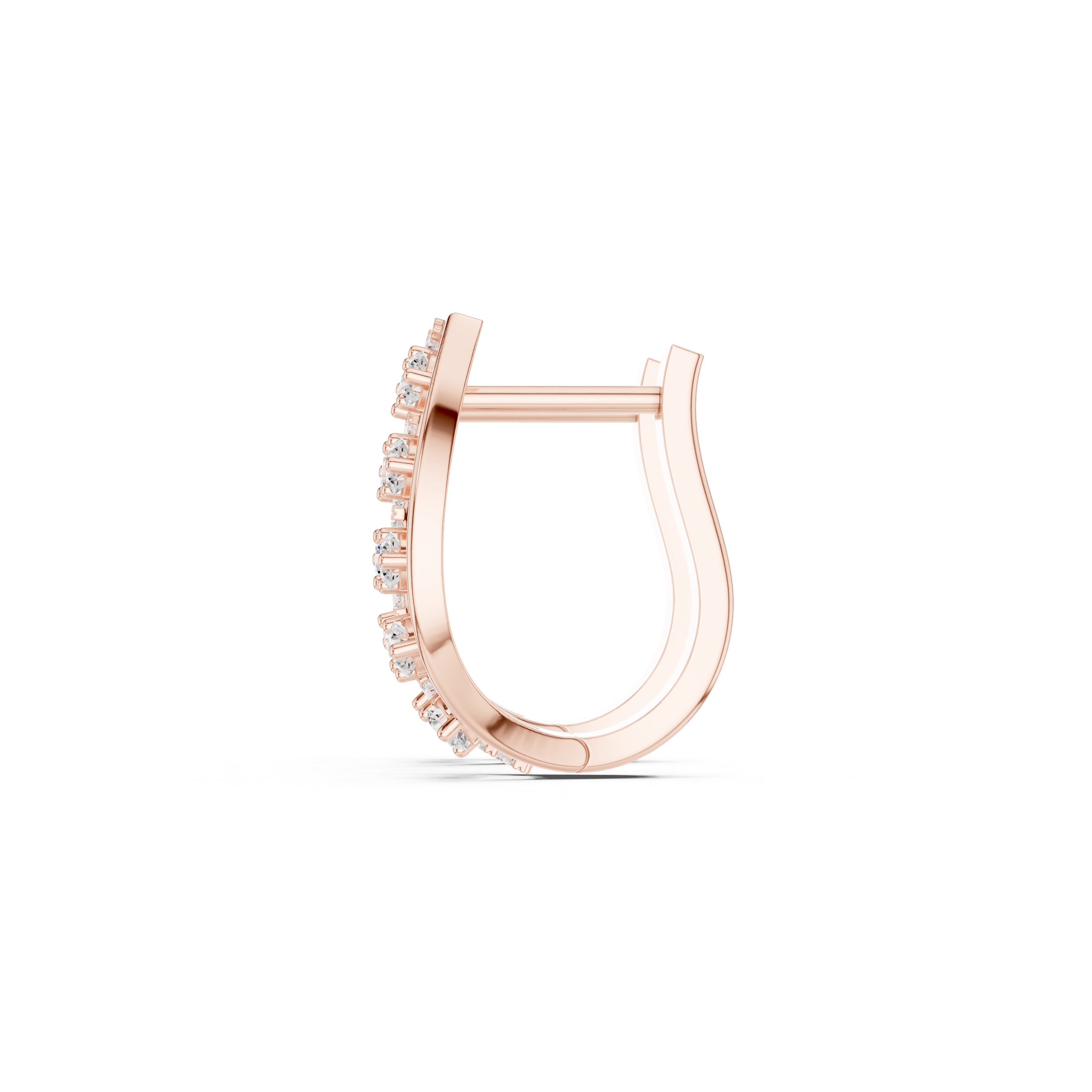 Curved Hoop Earrings with Openwork and Diamond Accents