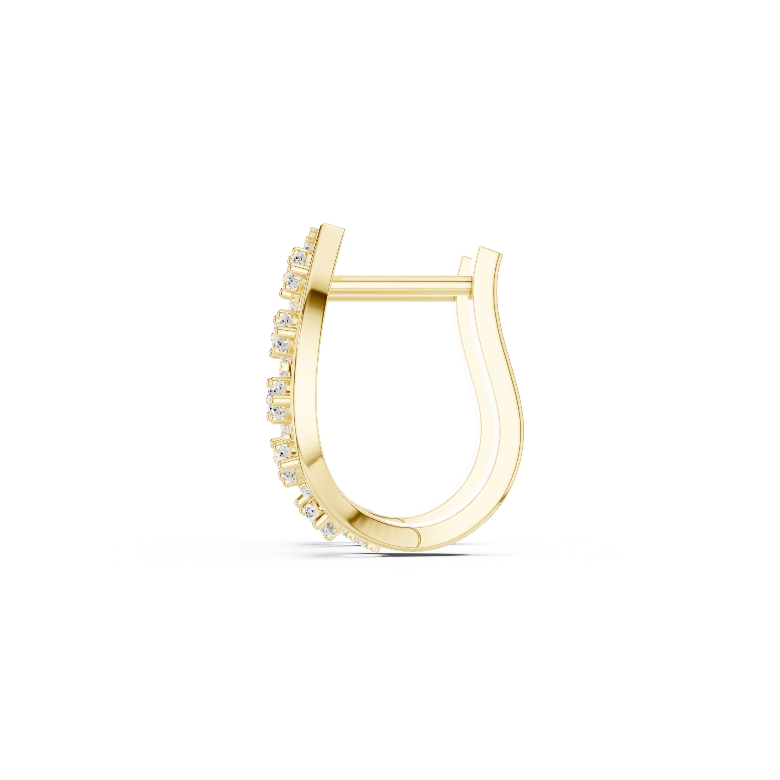 Curved Hoop Earrings with Openwork and Diamond Accents
