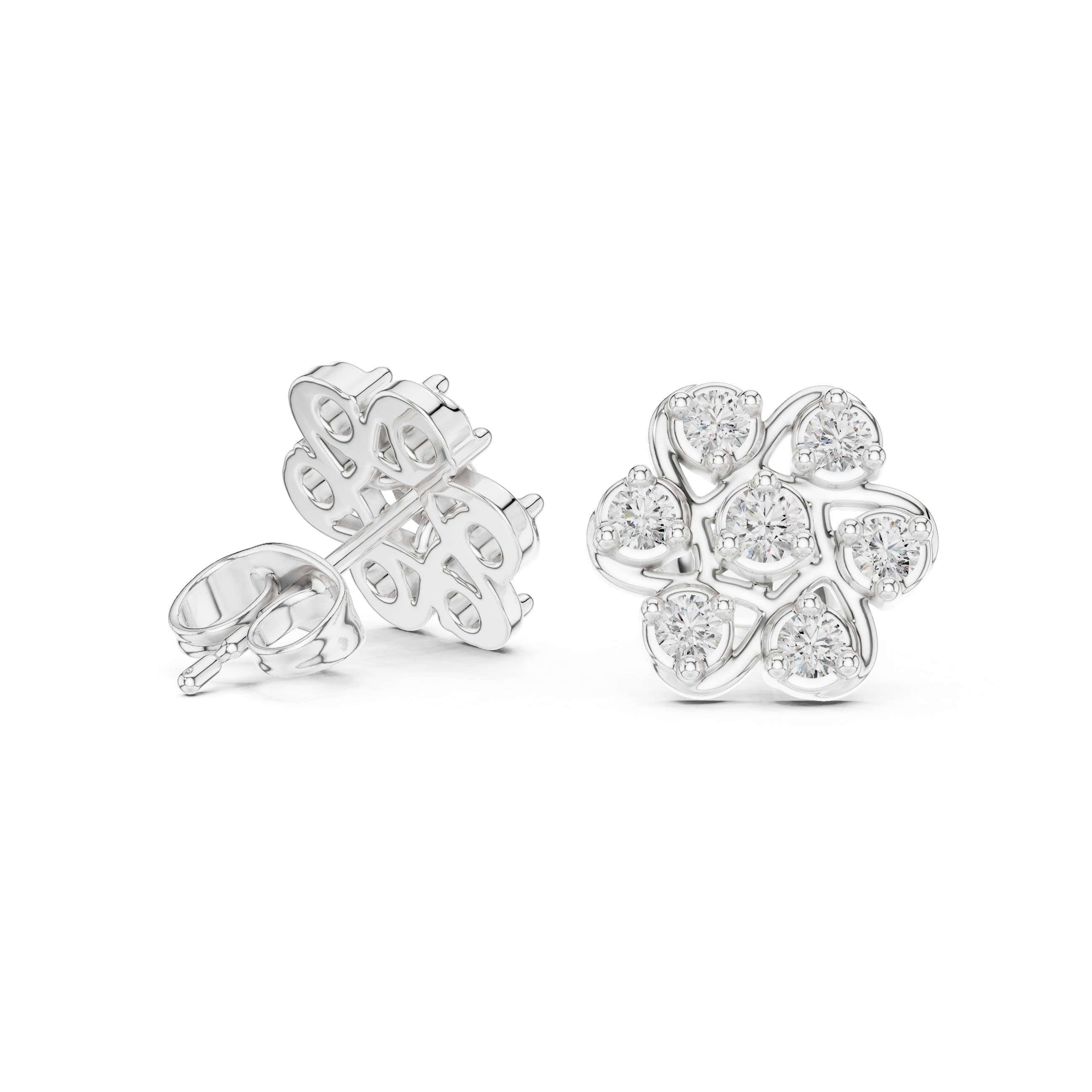 Sparkling Rose Gold Flower-Inspired Stud Earrings