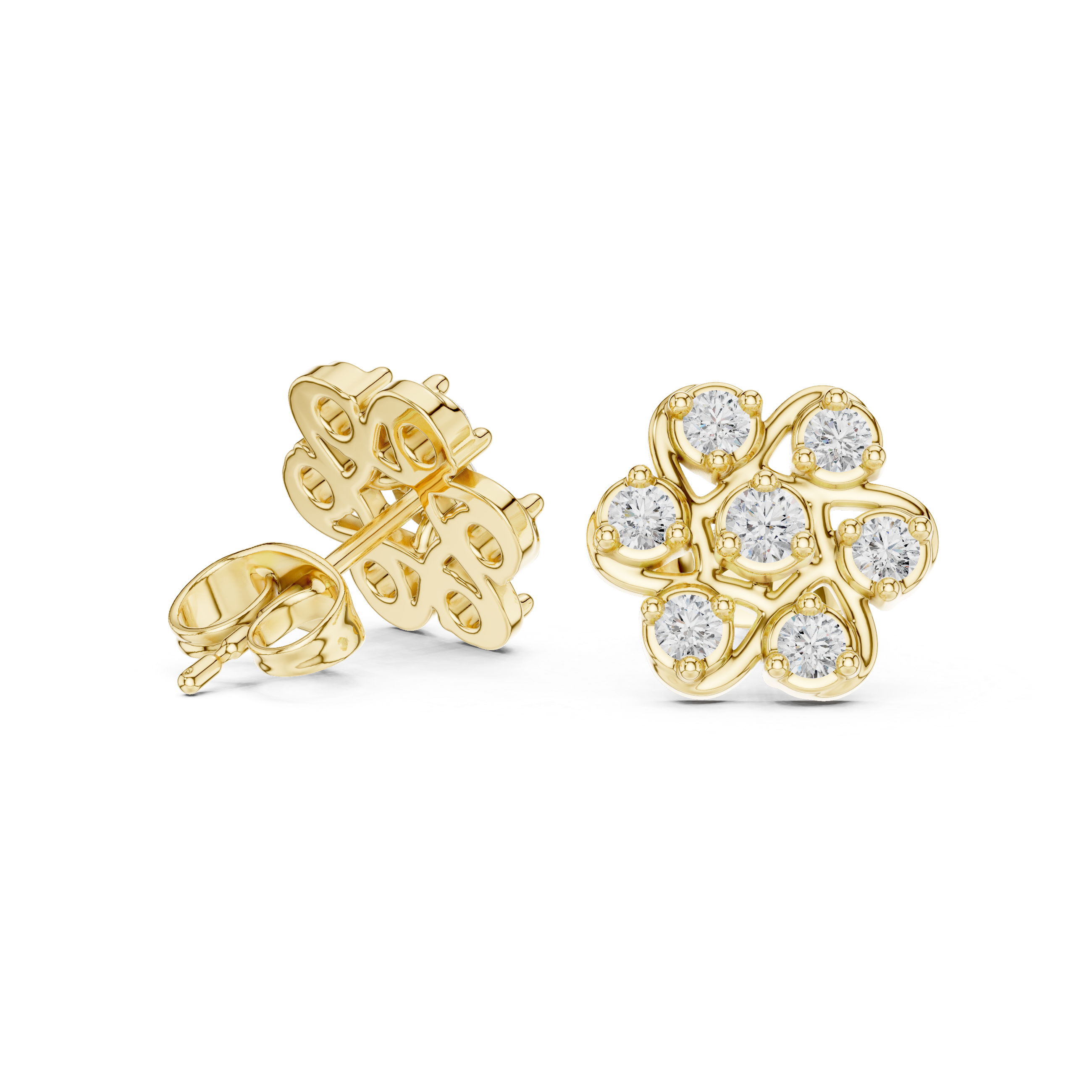 Sparkling Rose Gold Flower-Inspired Stud Earrings