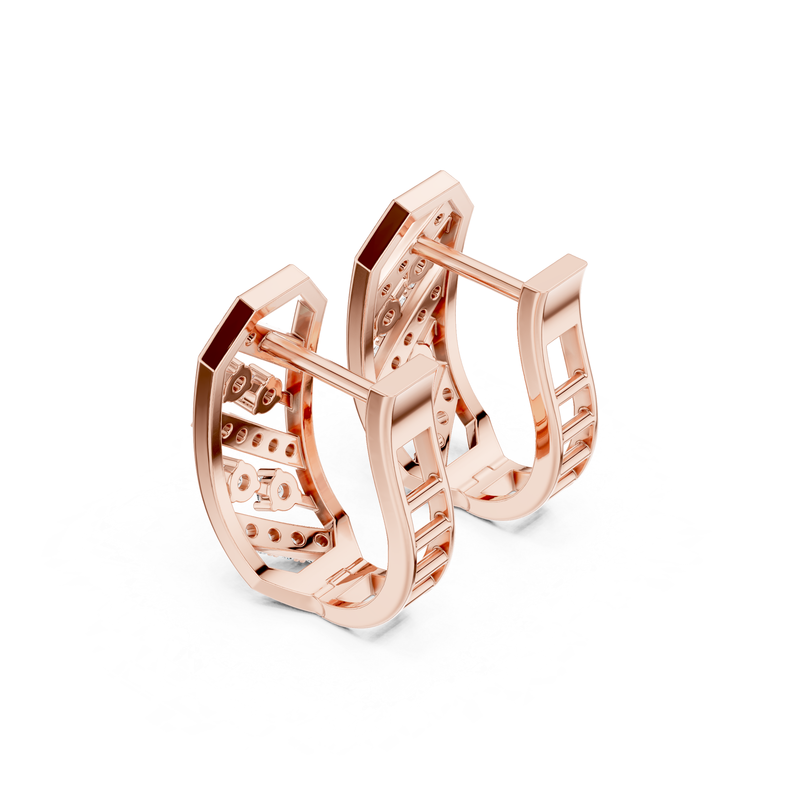 Earrings with Diagonal Diamond Stripes