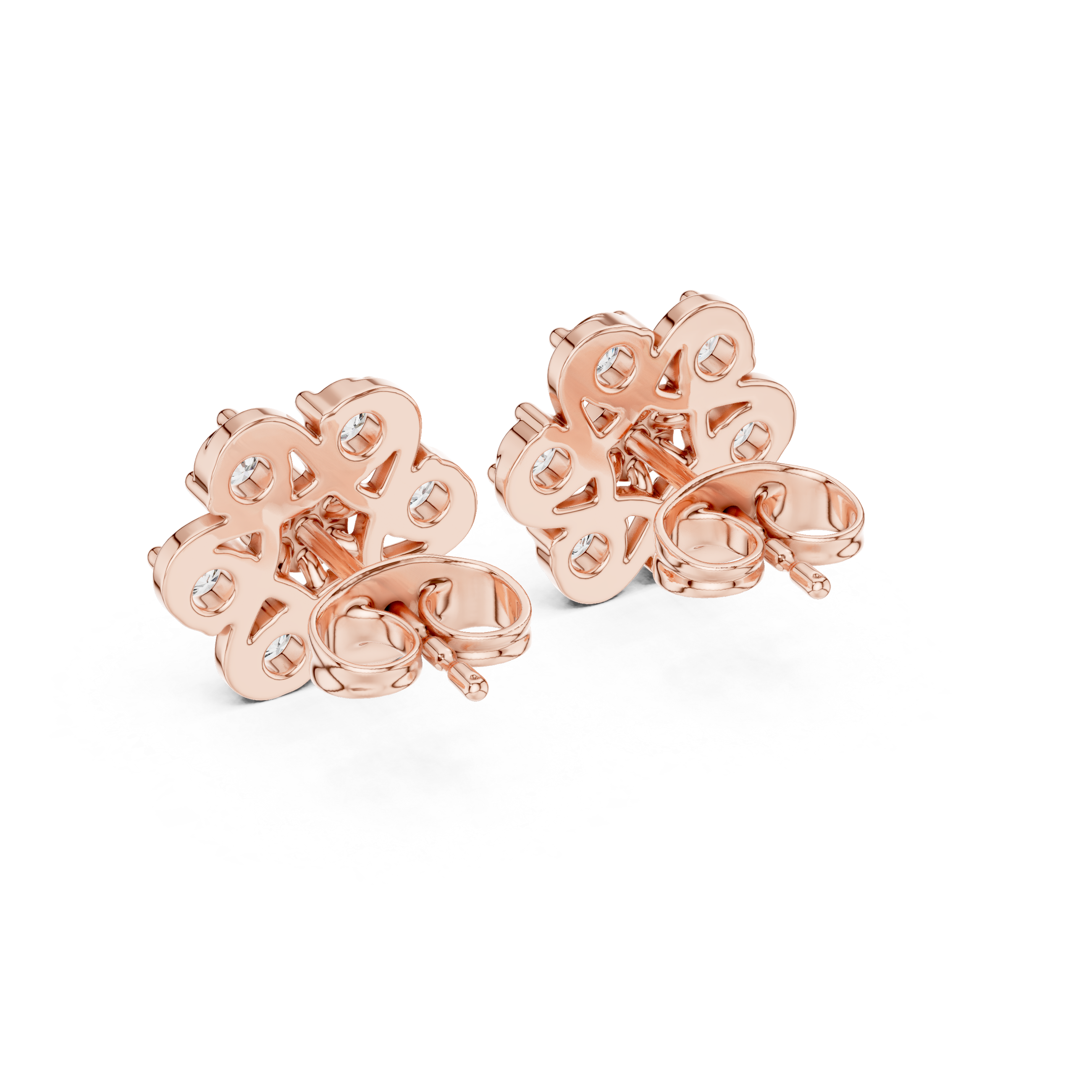 Sparkling Rose Gold Flower-Inspired Stud Earrings