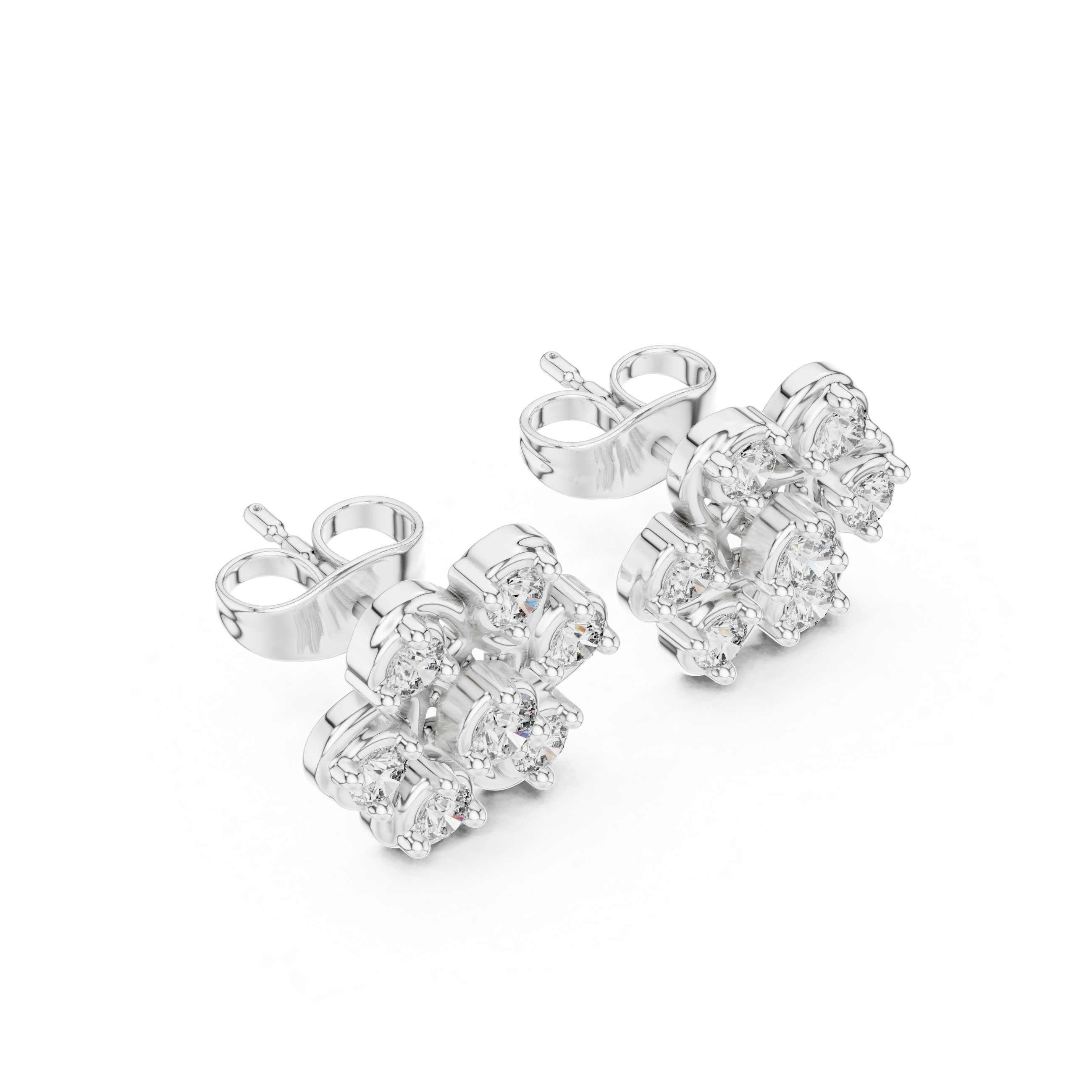 Sparkling Rose Gold Flower-Inspired Stud Earrings