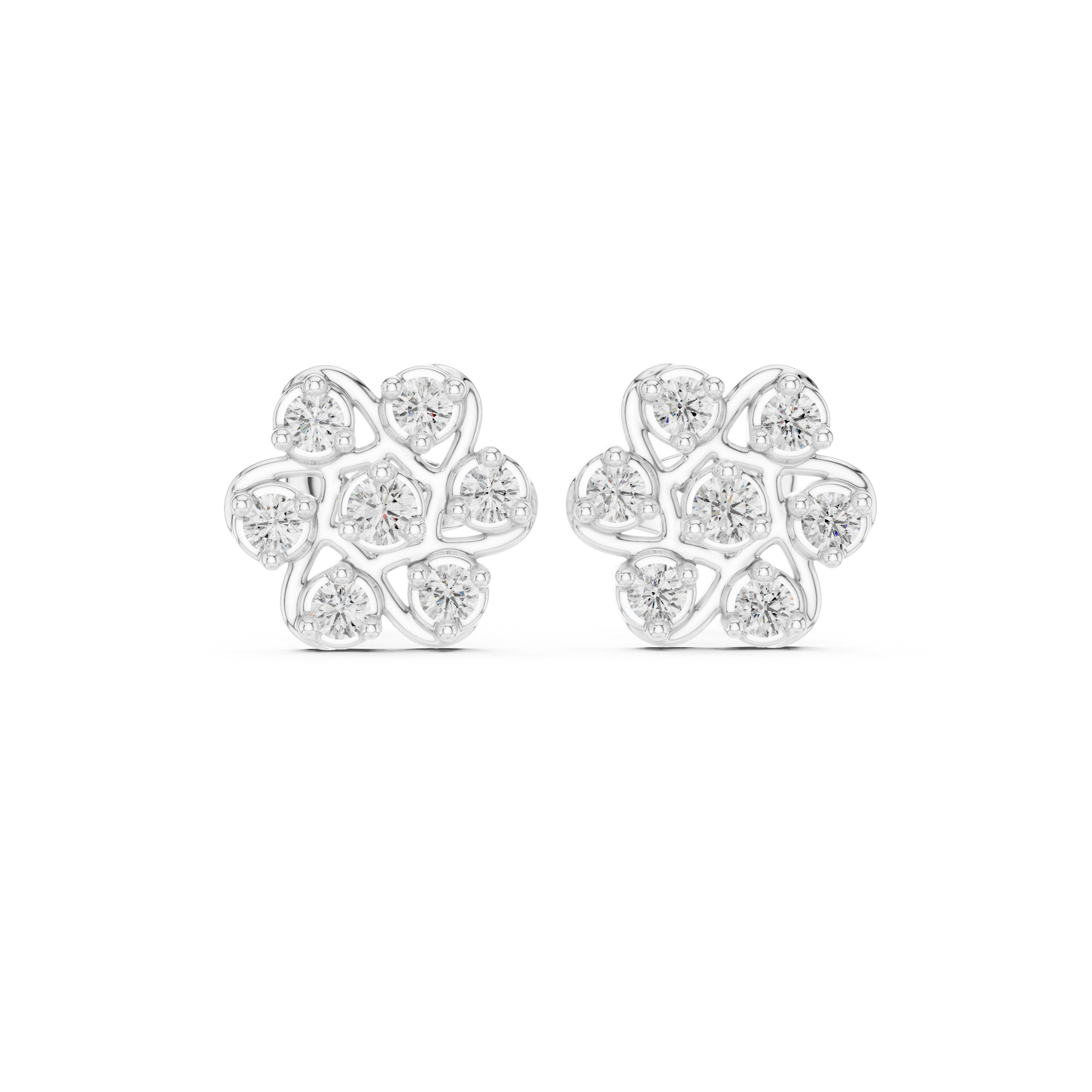 Sparkling Rose Gold Flower-Inspired Stud Earrings