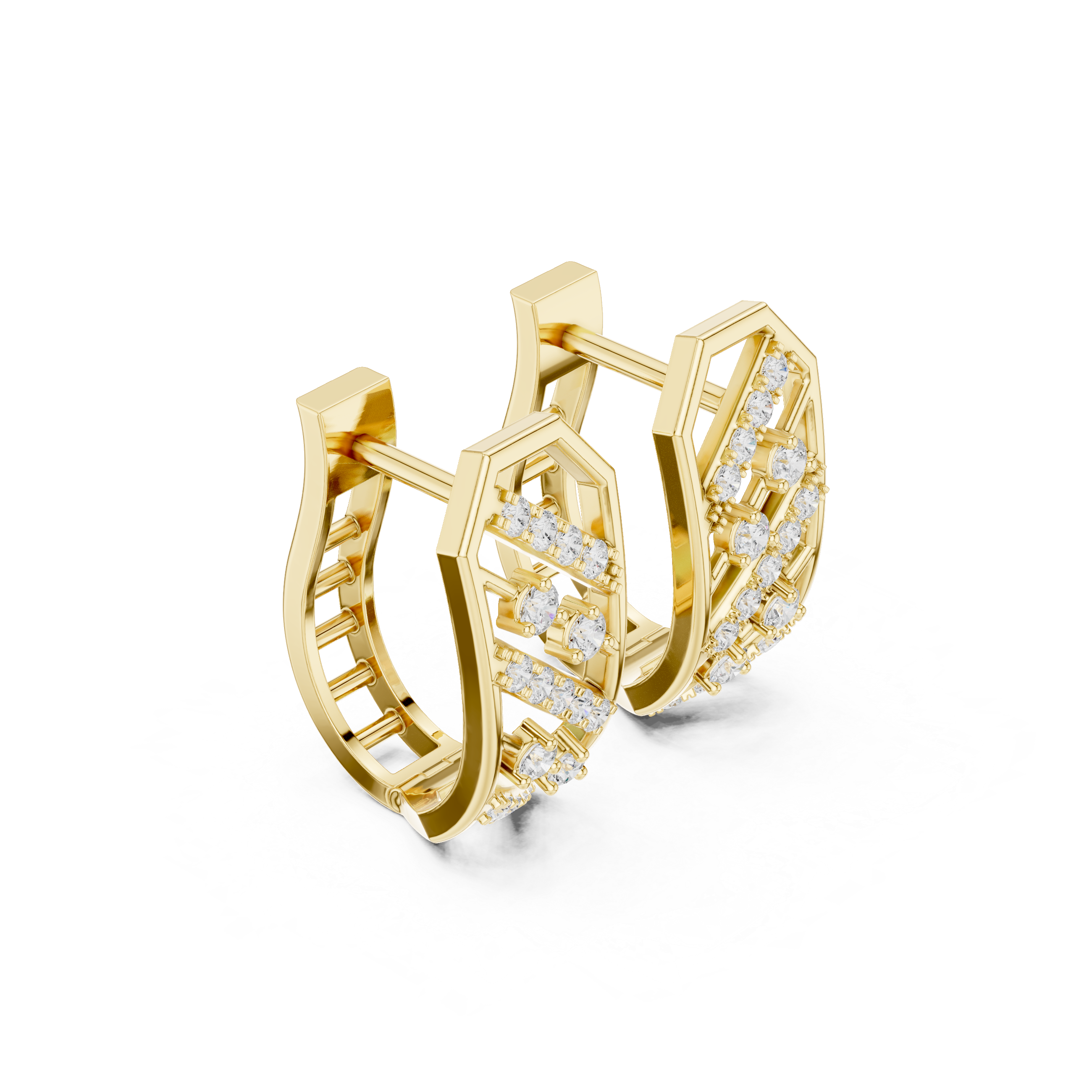 Earrings with Diagonal Diamond Stripes