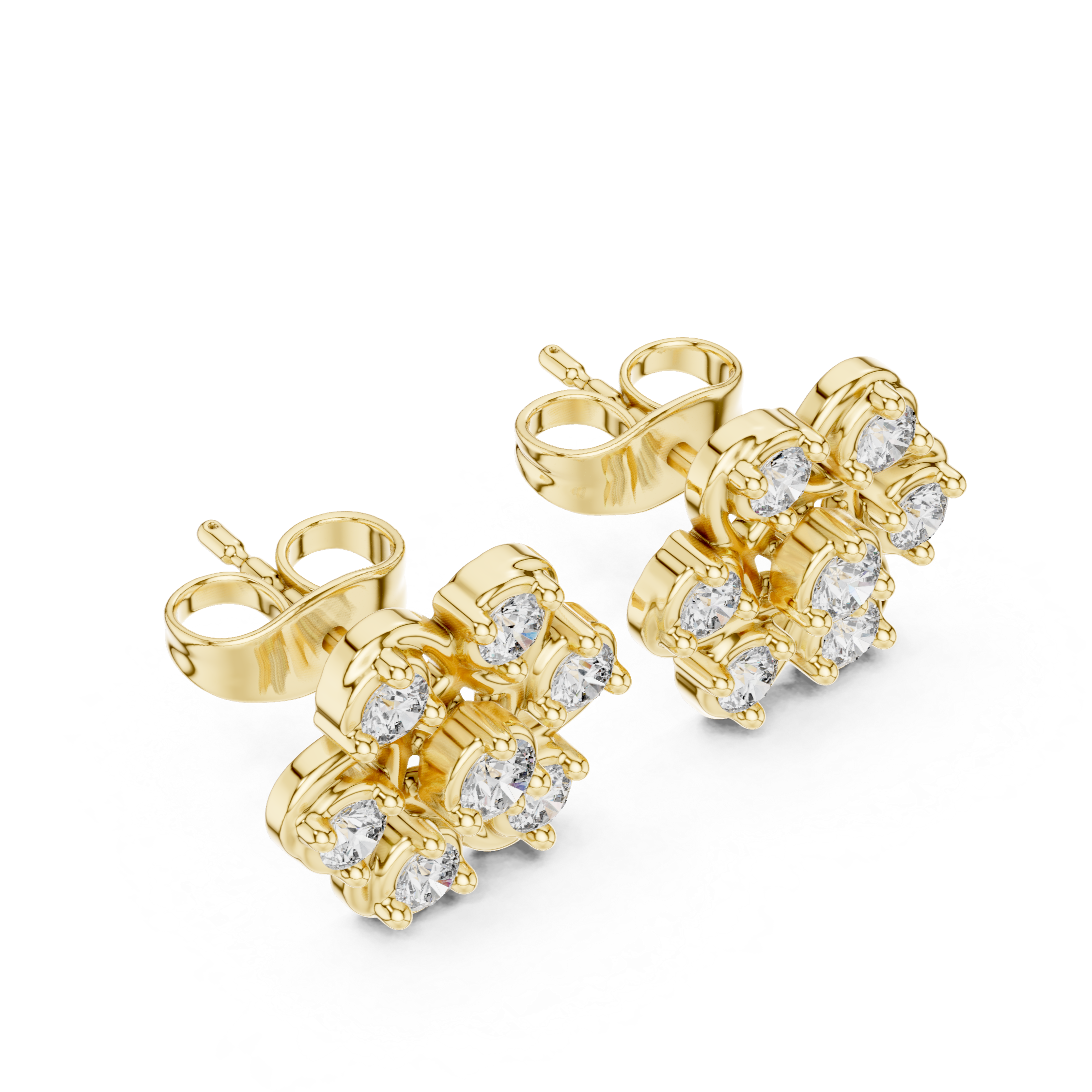 Sparkling Rose Gold Flower-Inspired Stud Earrings