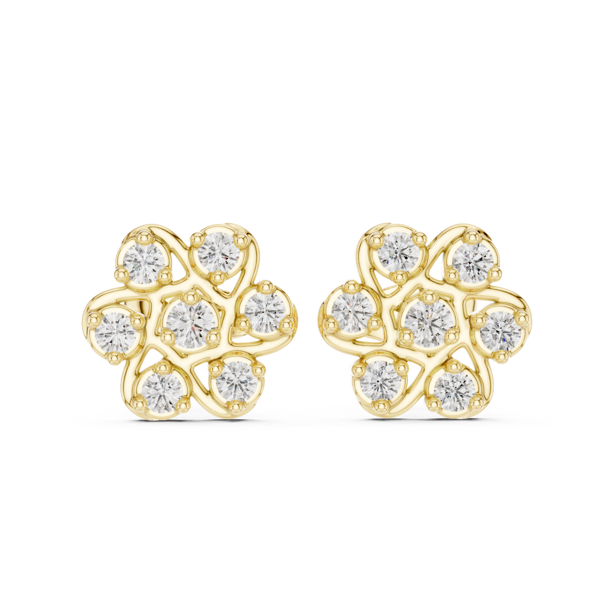 Sparkling Rose Gold Flower-Inspired Stud Earrings