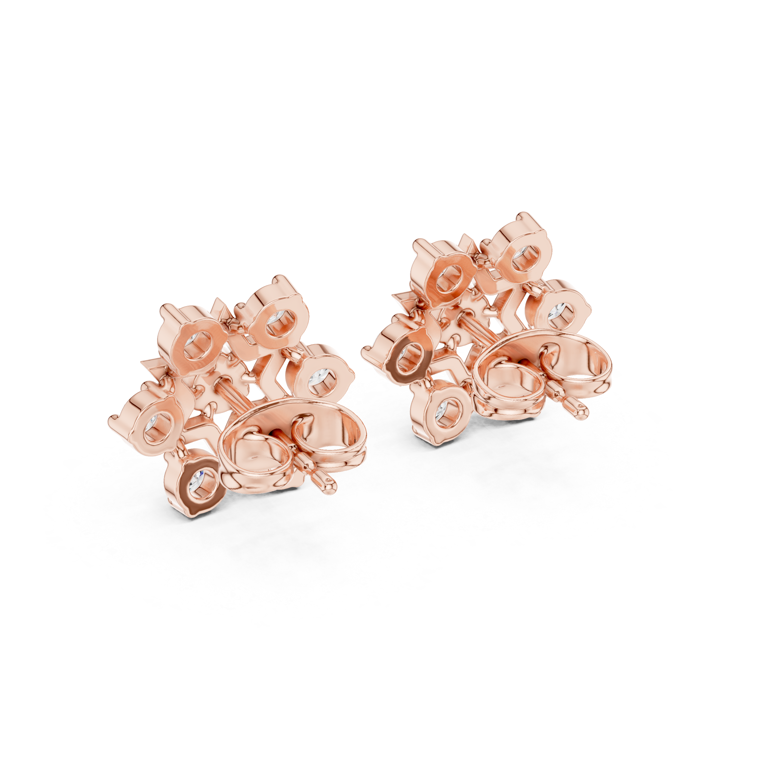 Star-shaped stud earrings with sparkling clear gemstones.