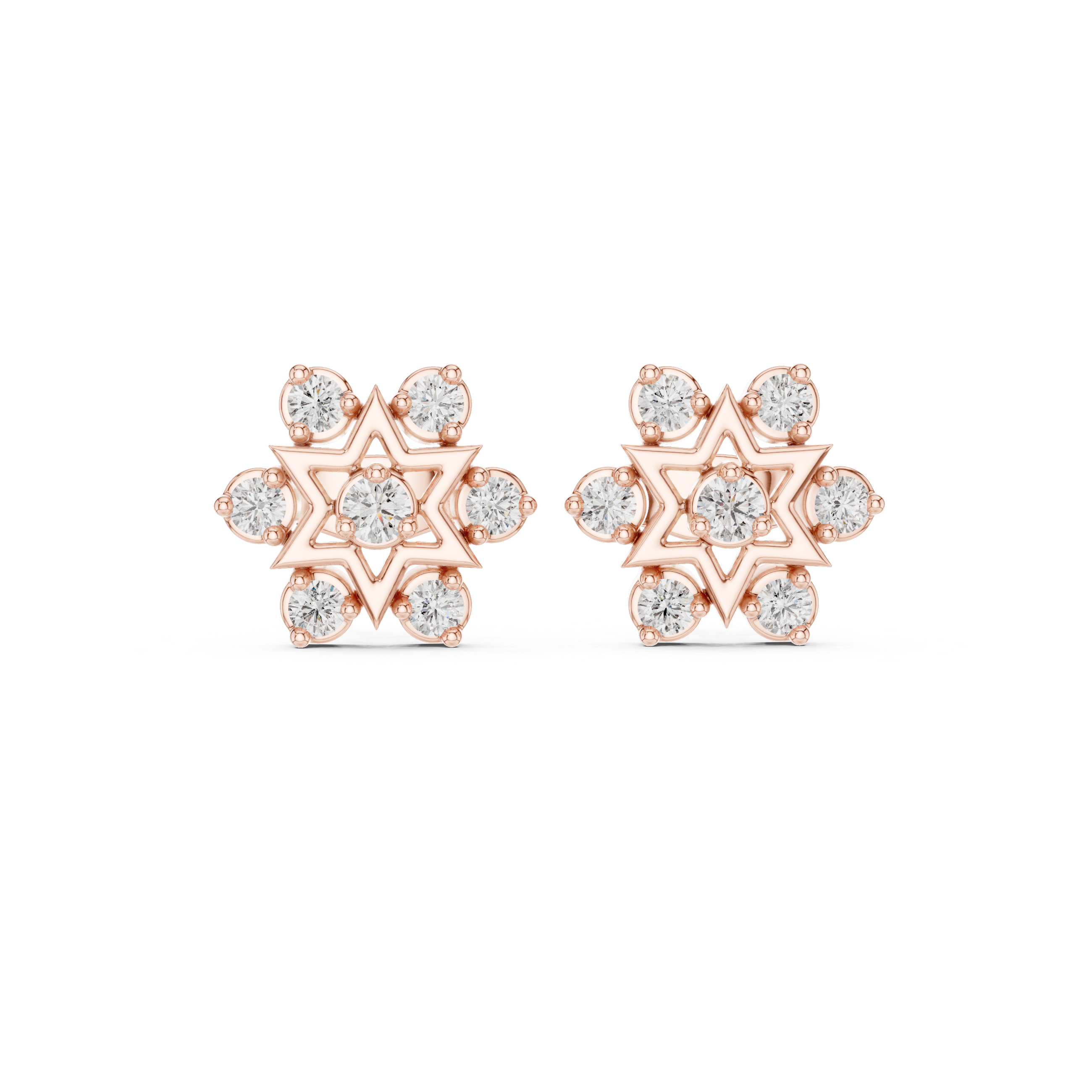 Star-shaped stud earrings with sparkling clear gemstones.