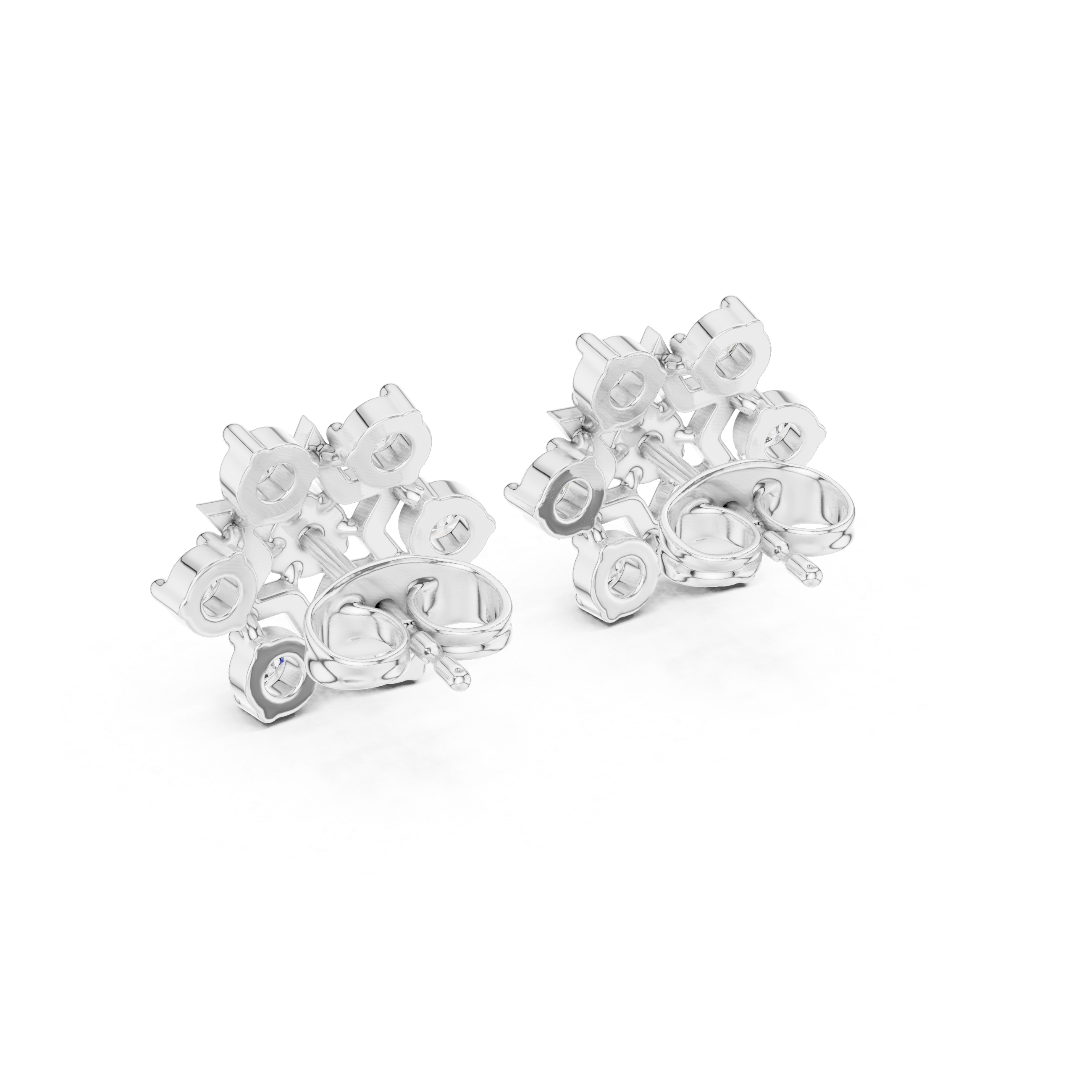 Star-shaped stud earrings with sparkling clear gemstones.