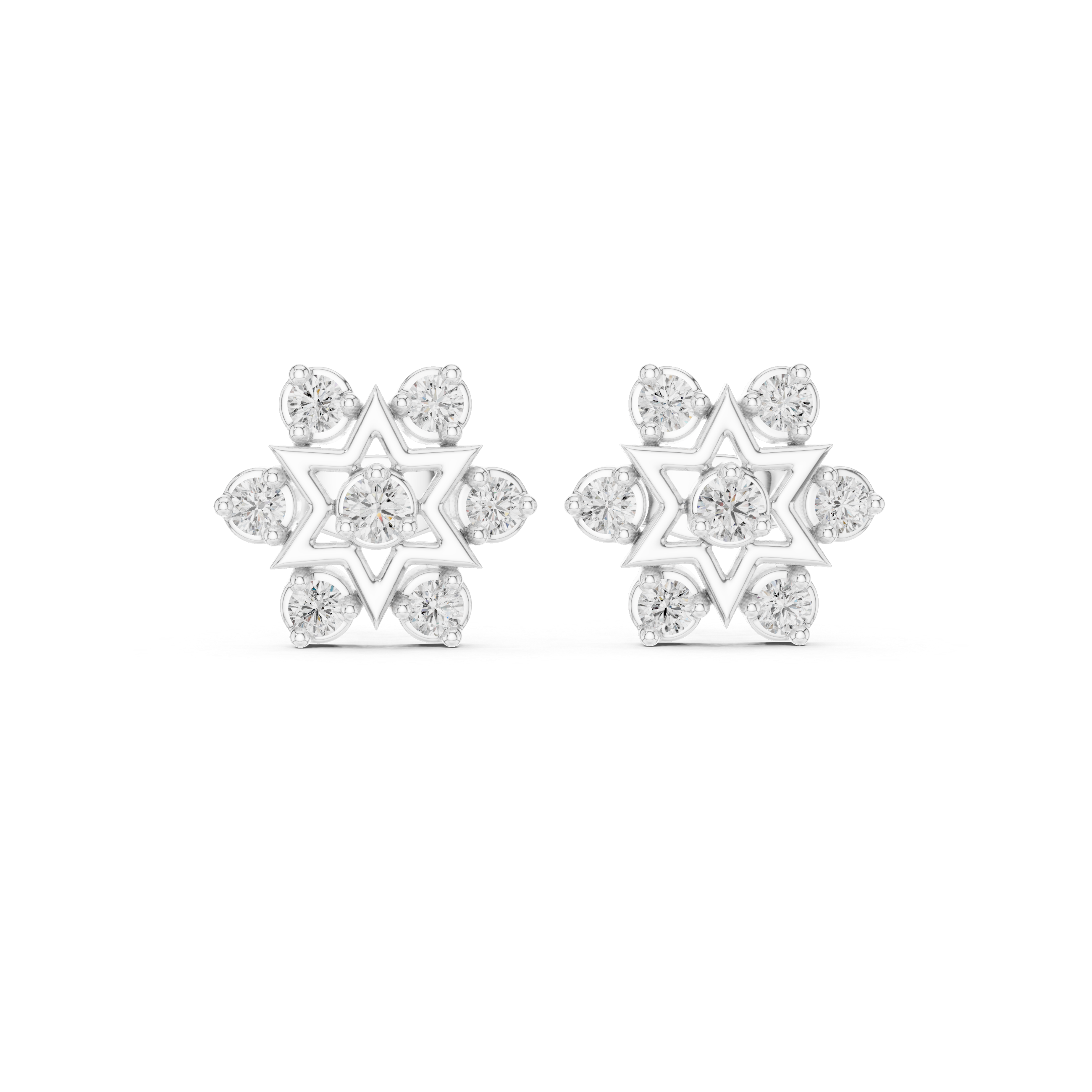 Star-shaped stud earrings with sparkling clear gemstones.