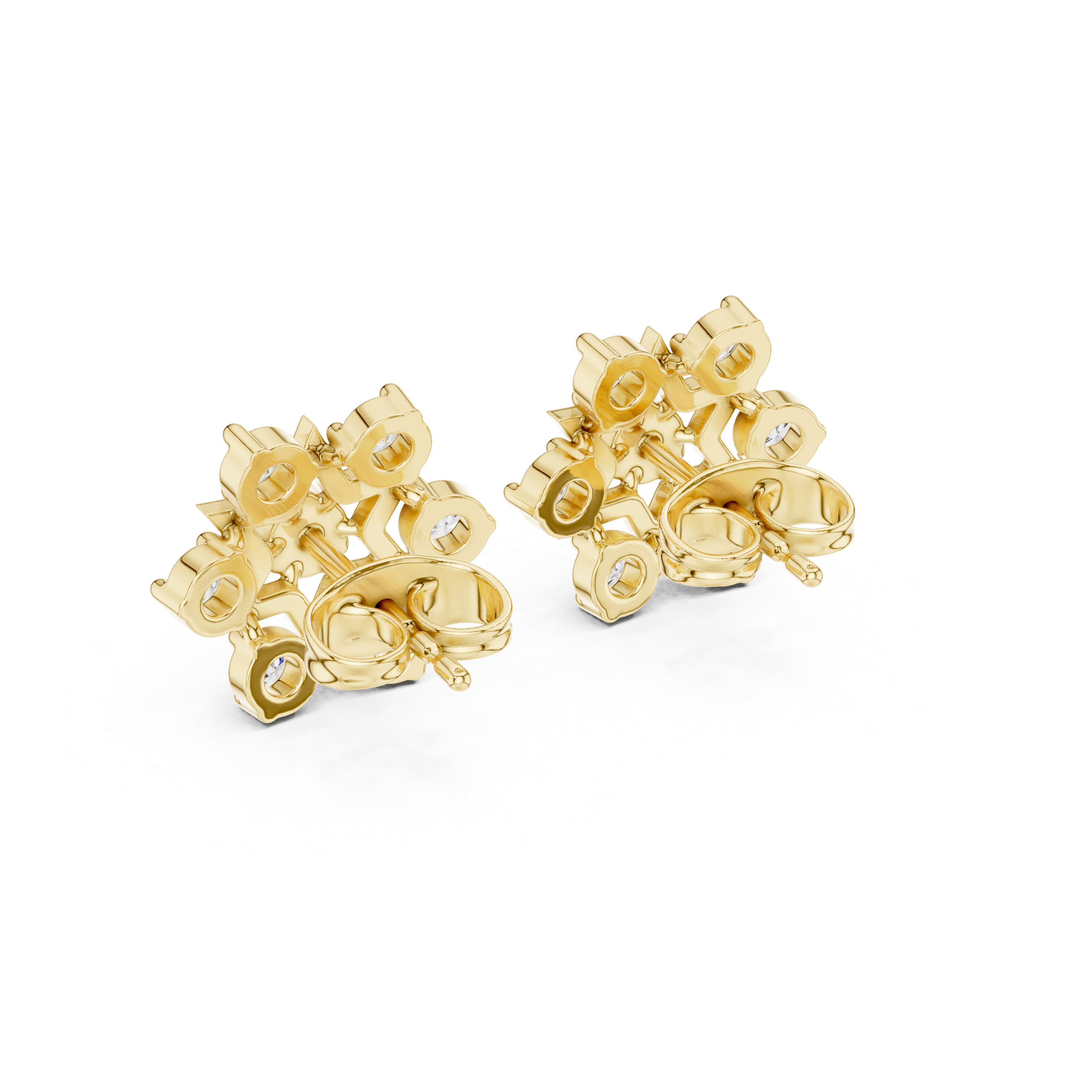Star-shaped stud earrings with sparkling clear gemstones.