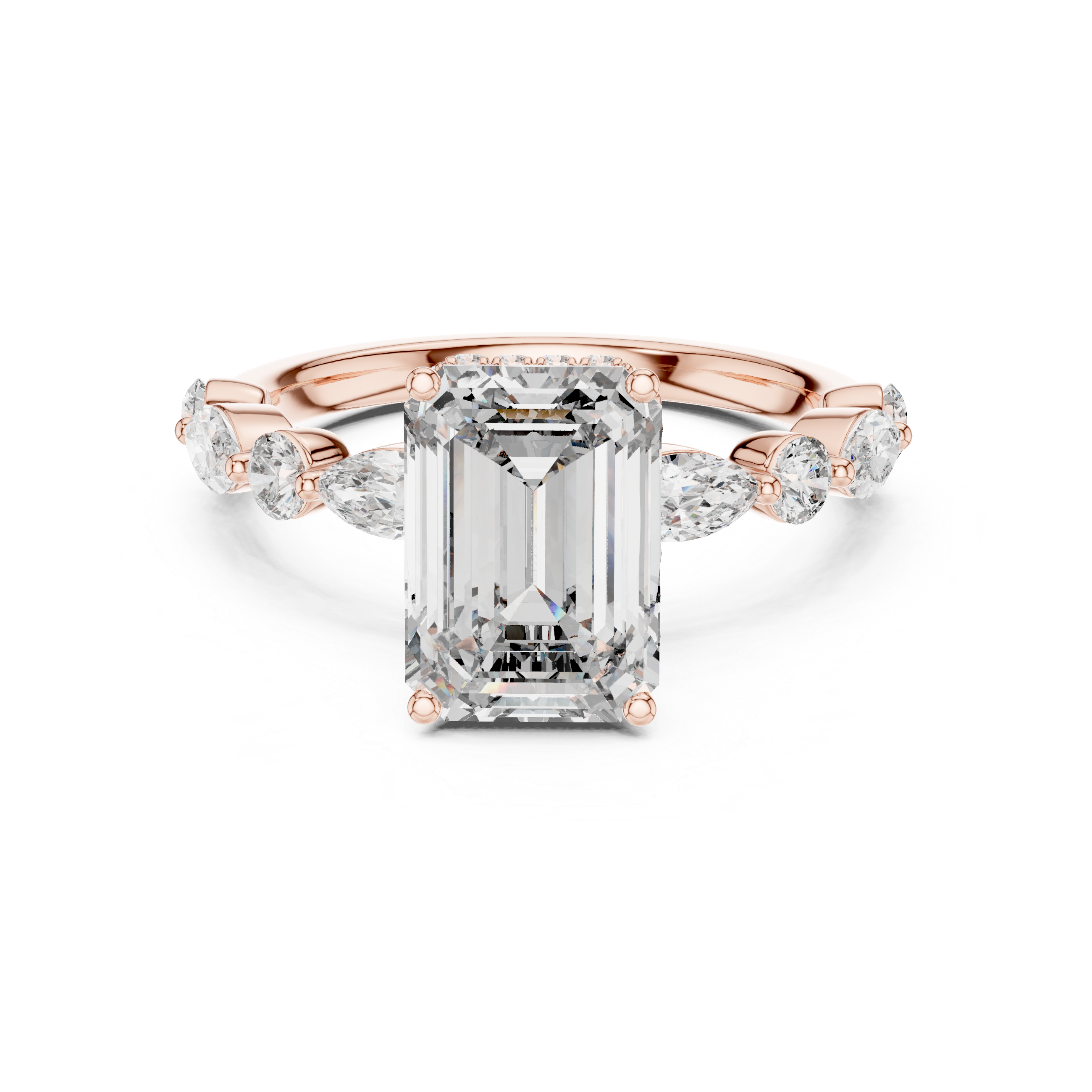 Emerald-Cut Halo Diamond Engagement Ring