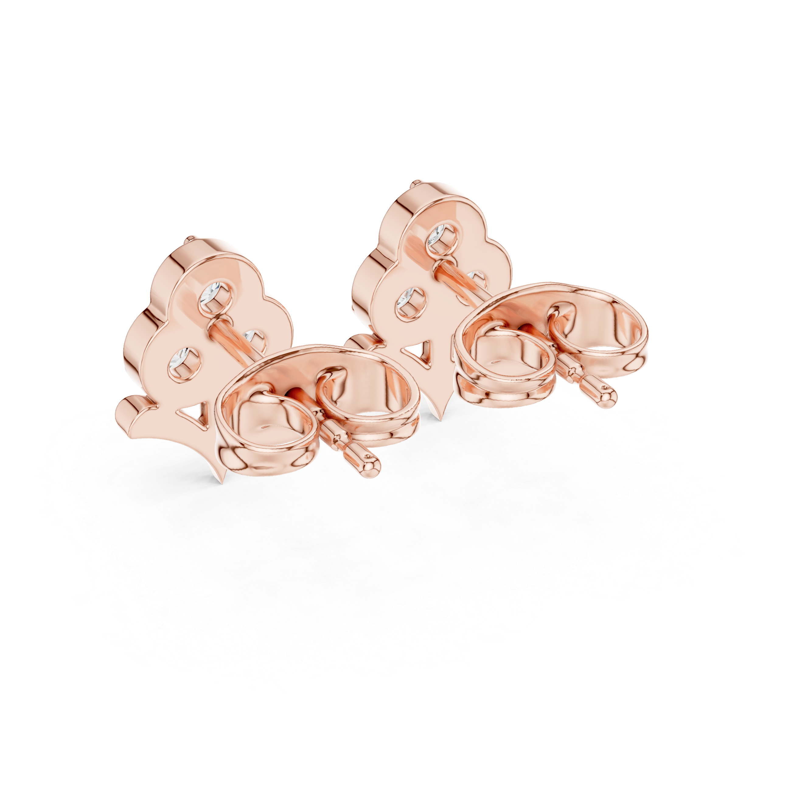 Crown-shaped stud earrings with sparkling clear gemstones.