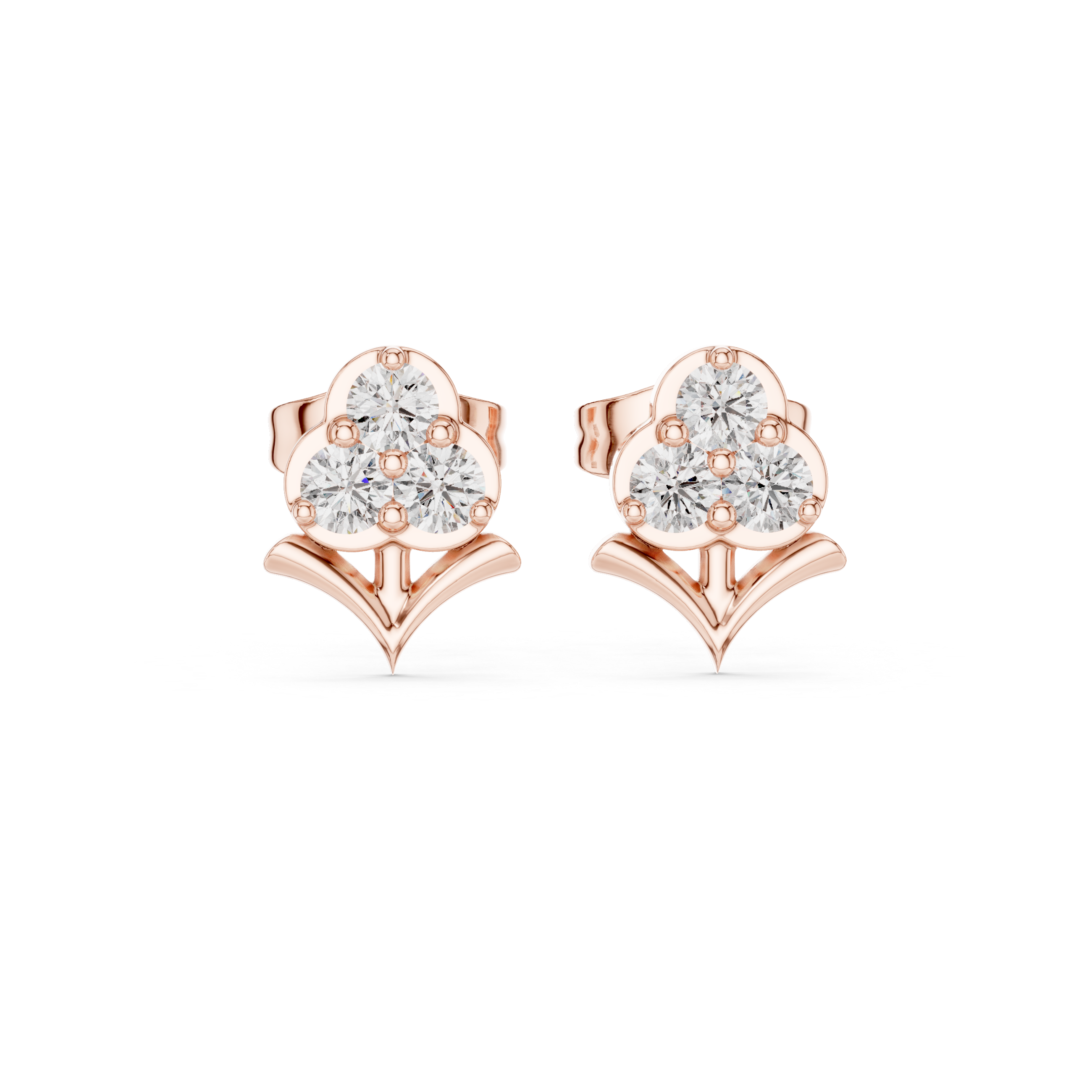 Crown-shaped stud earrings with sparkling clear gemstones.