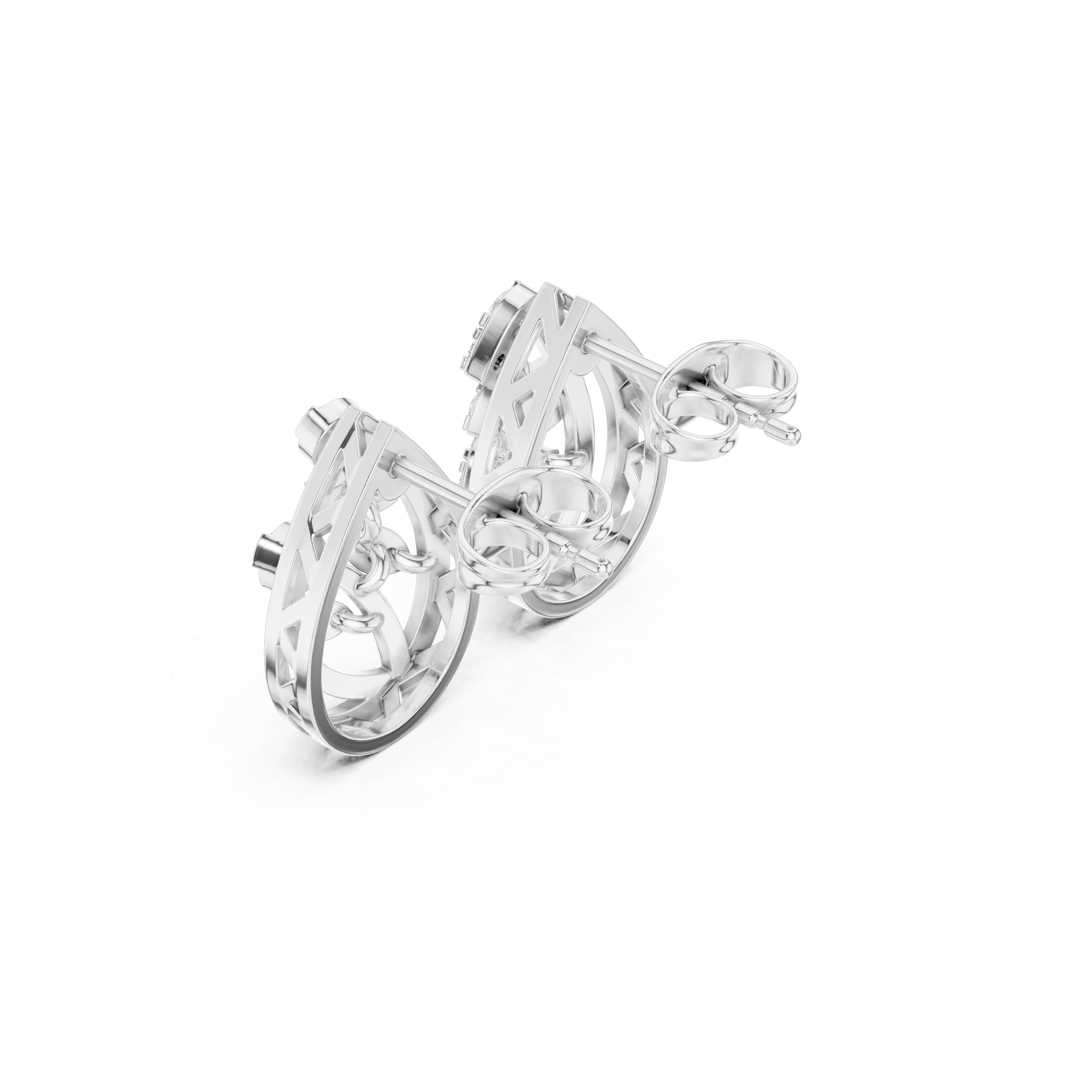 Teardrop Leaf Motif Earrings with Sparkling Round Diamonds