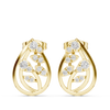 Teardrop Leaf Motif Earrings with Sparkling Round Diamonds