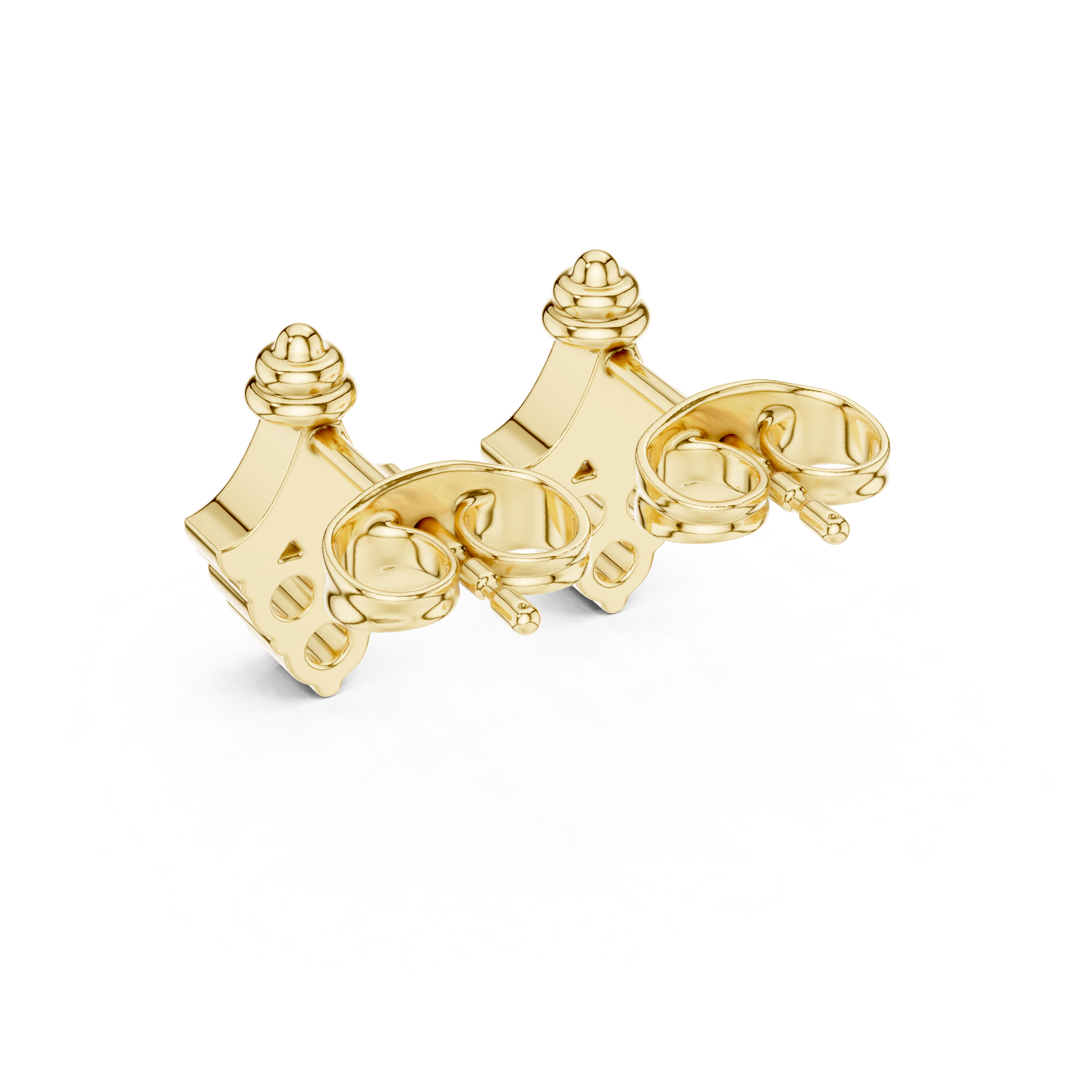 Ornamental stud earrings with triangular