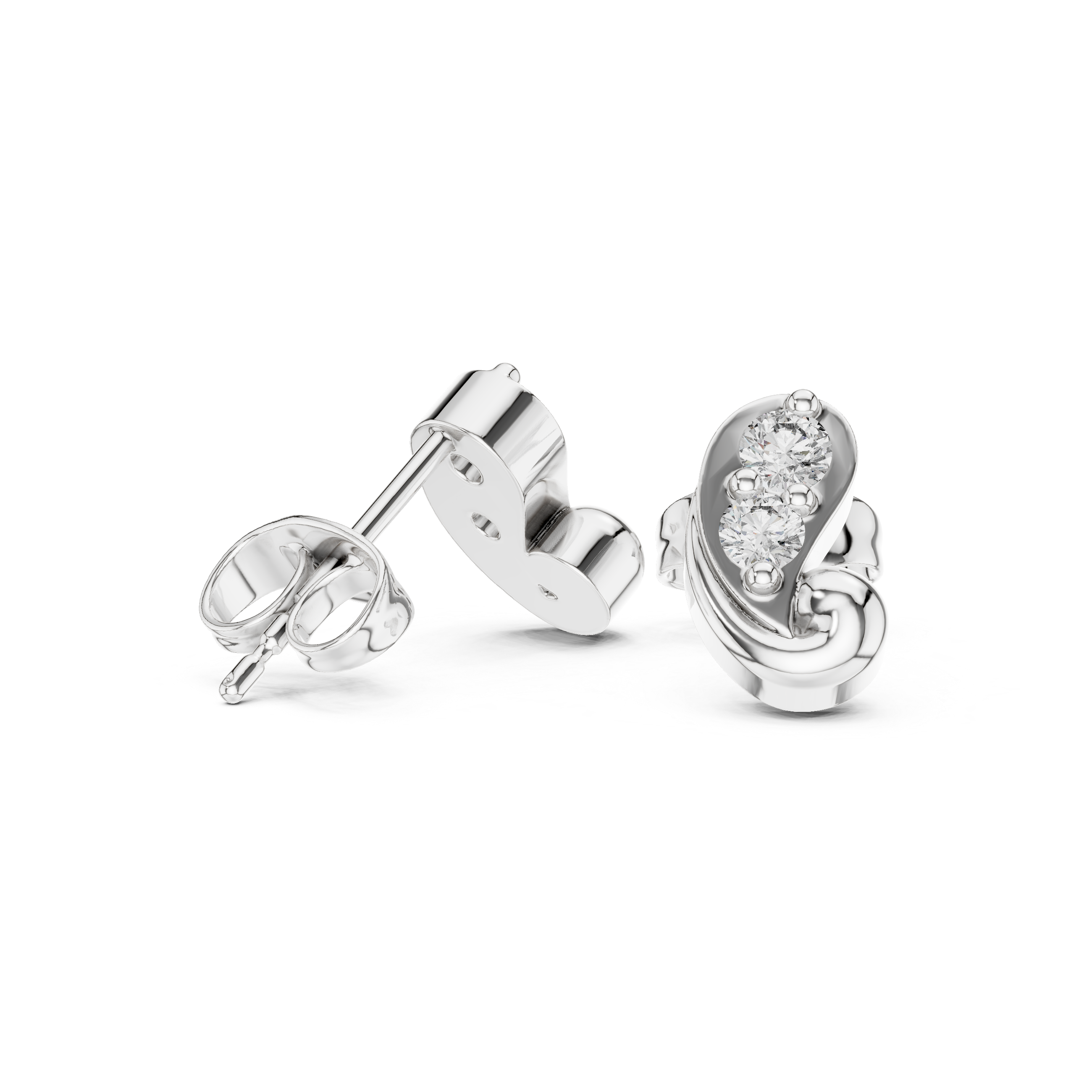 Swirl stud earrings with sparkling