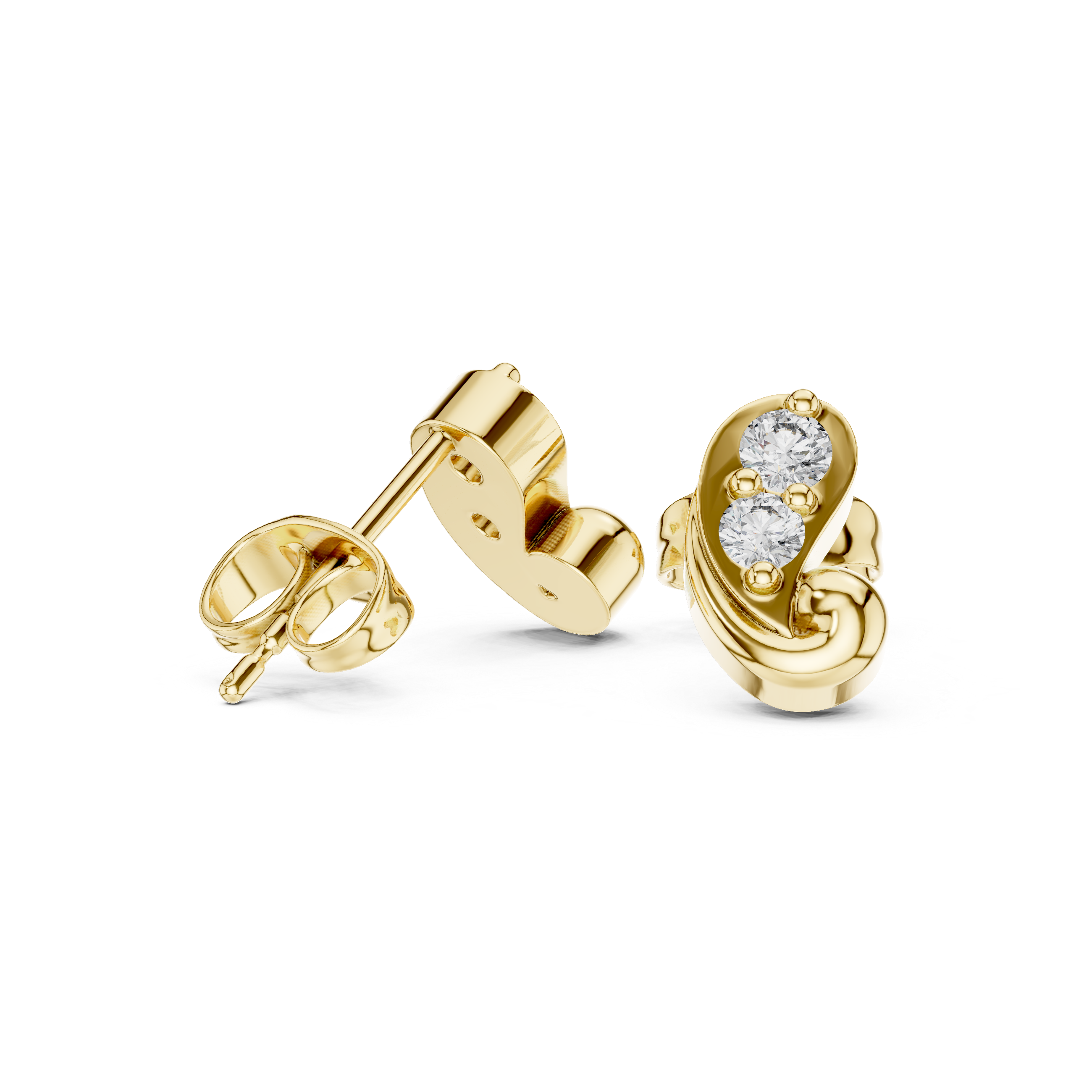 Swirl stud earrings with sparkling