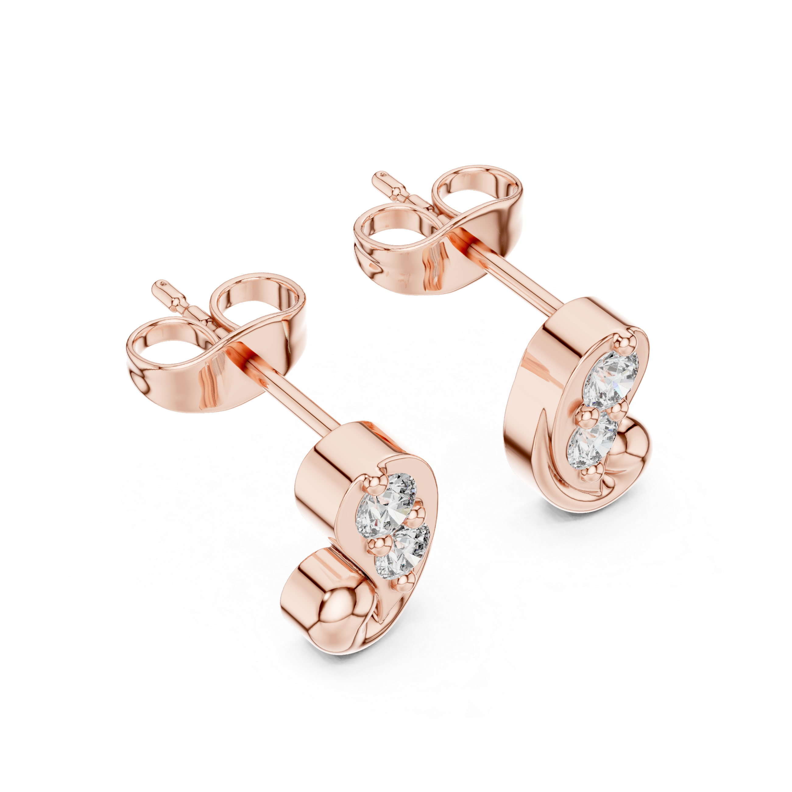 Swirl stud earrings with sparkling