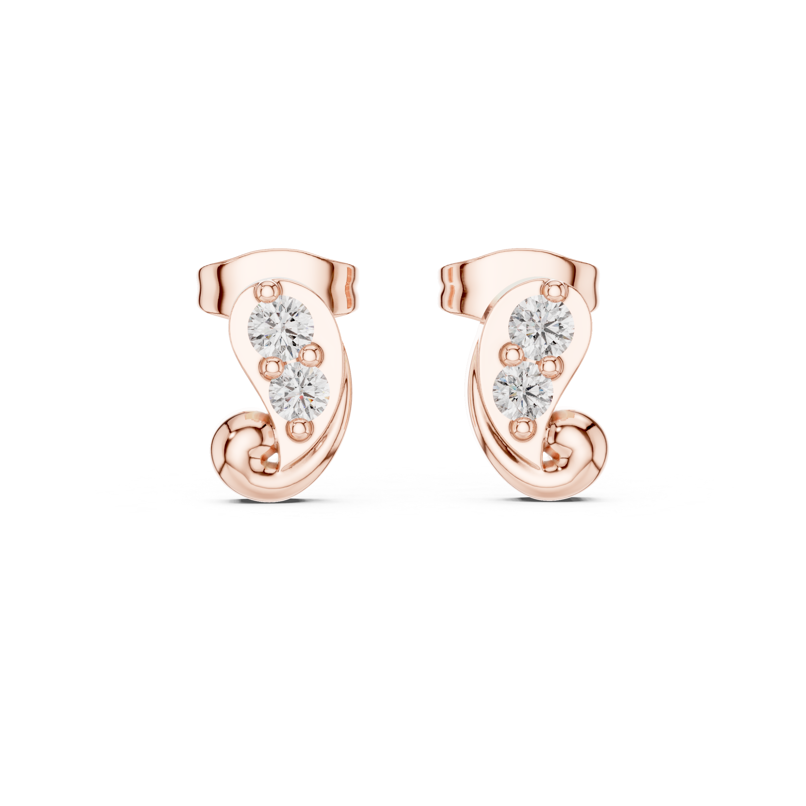 Swirl stud earrings with sparkling