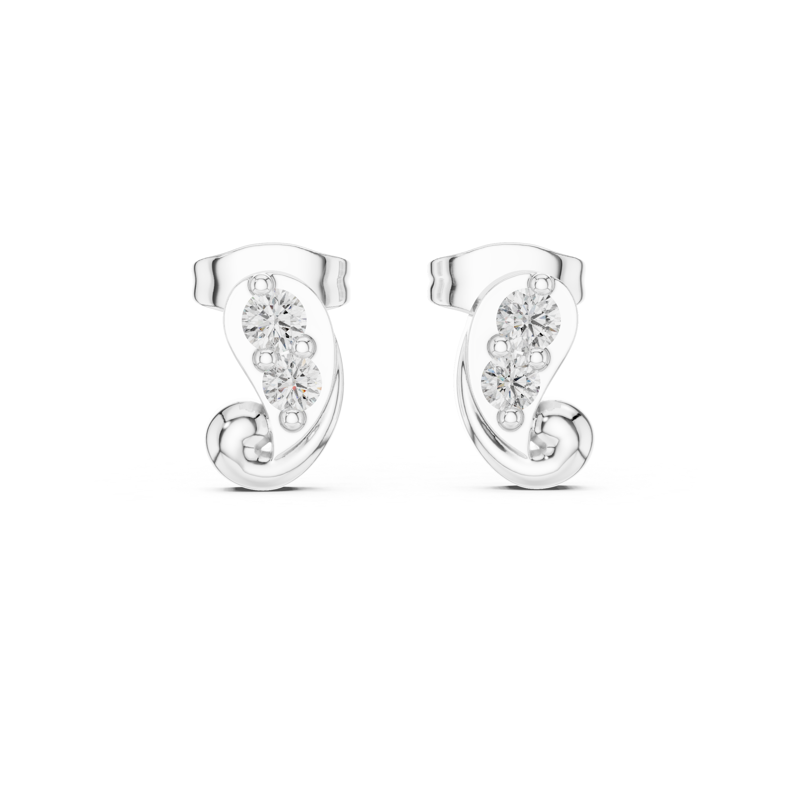 Swirl stud earrings with sparkling