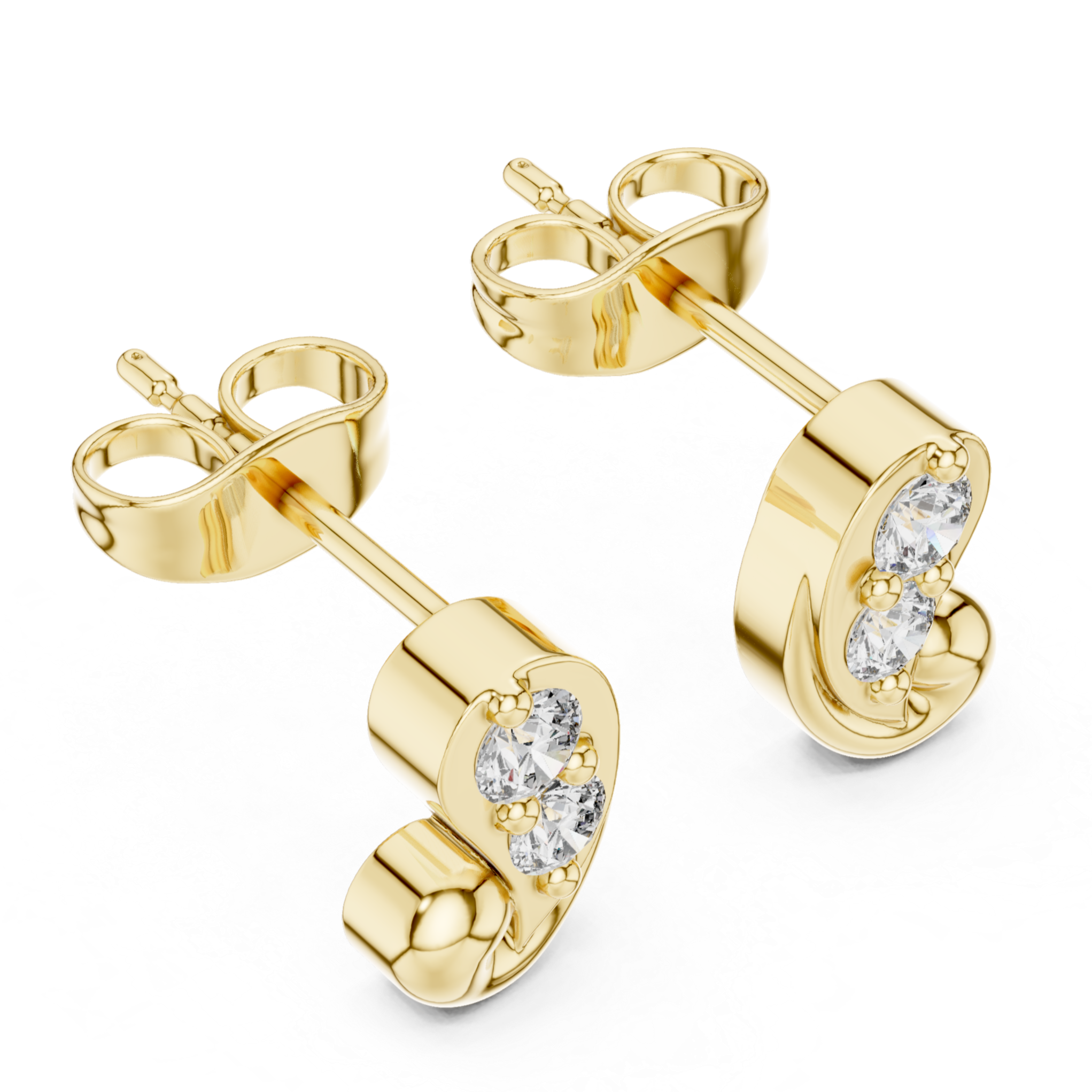 Swirl stud earrings with sparkling