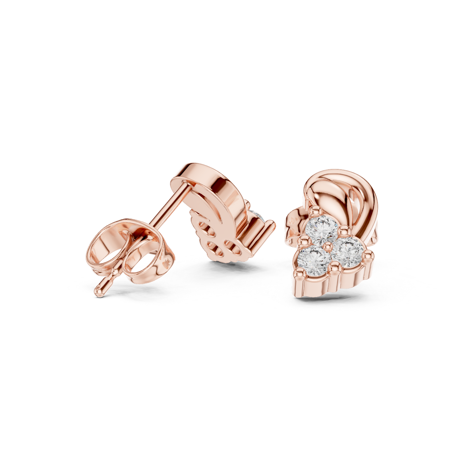 loop stud earrings with clustered sparkling