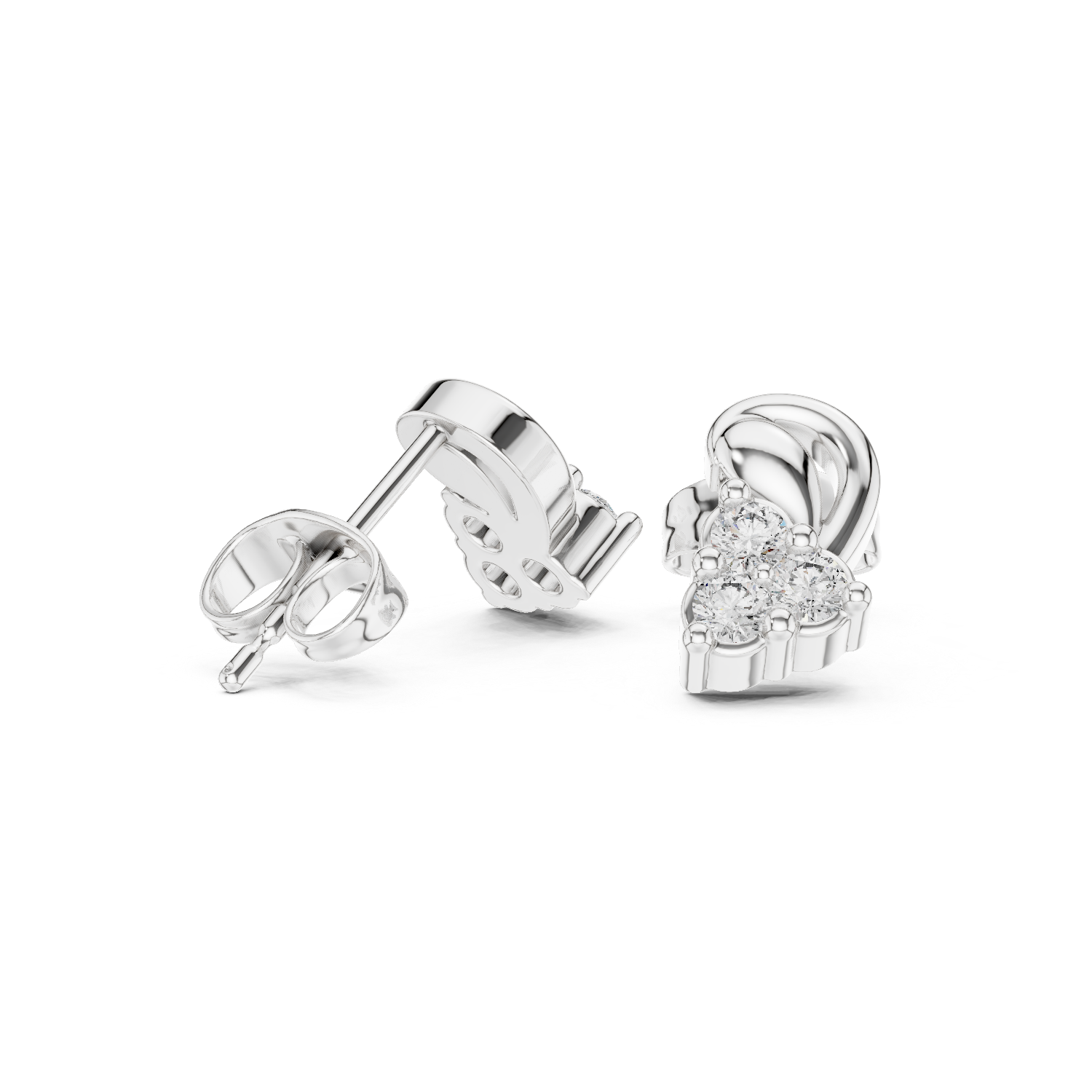 loop stud earrings with clustered sparkling