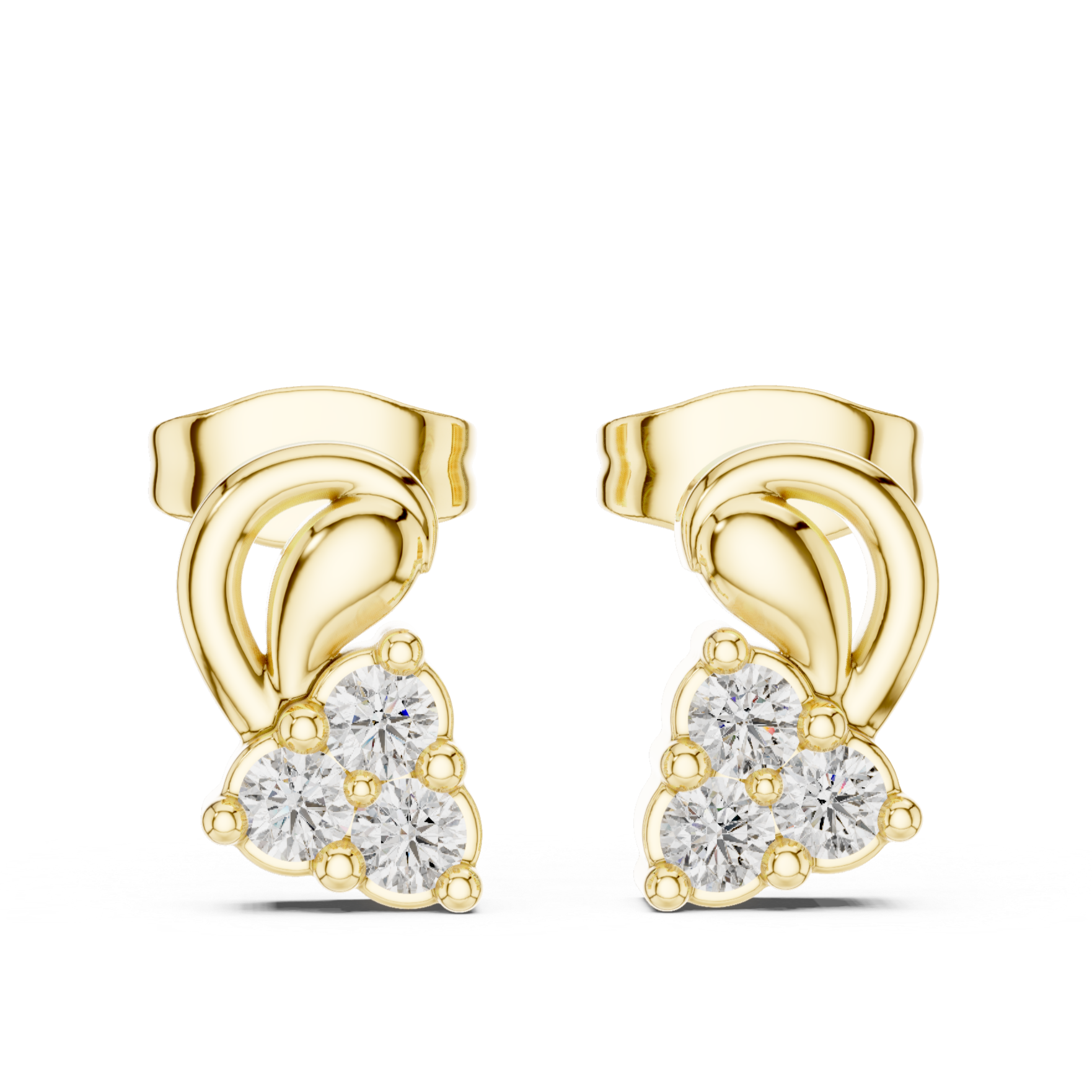 loop stud earrings with clustered sparkling