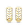 Octagonal Frame Earrings with Chevron Diamond Pattern and Diamond Borders