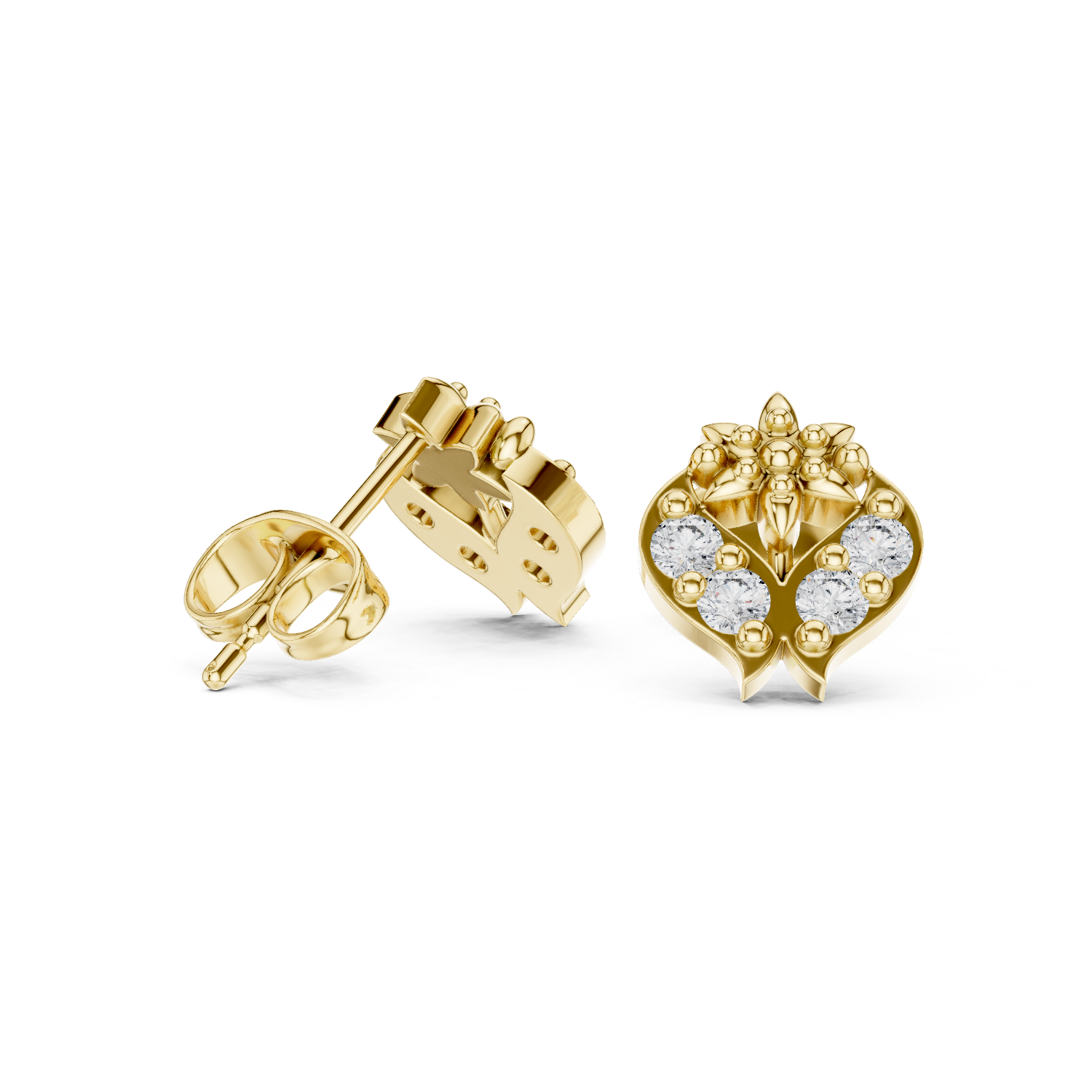 Timeless Rose Gold Floral Stud Earrings with Radiant Stones