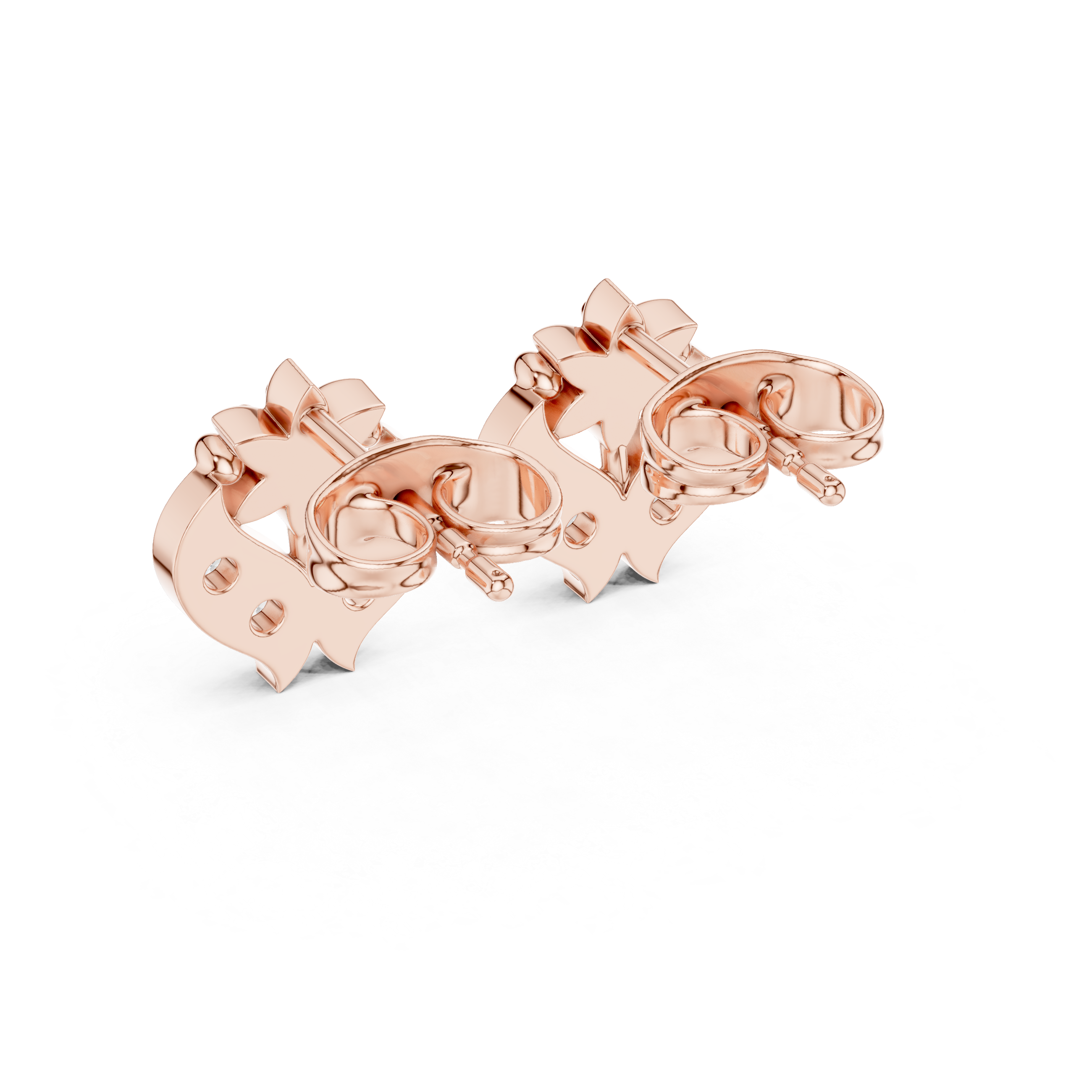 Timeless Rose Gold Floral Stud Earrings with Radiant Stones