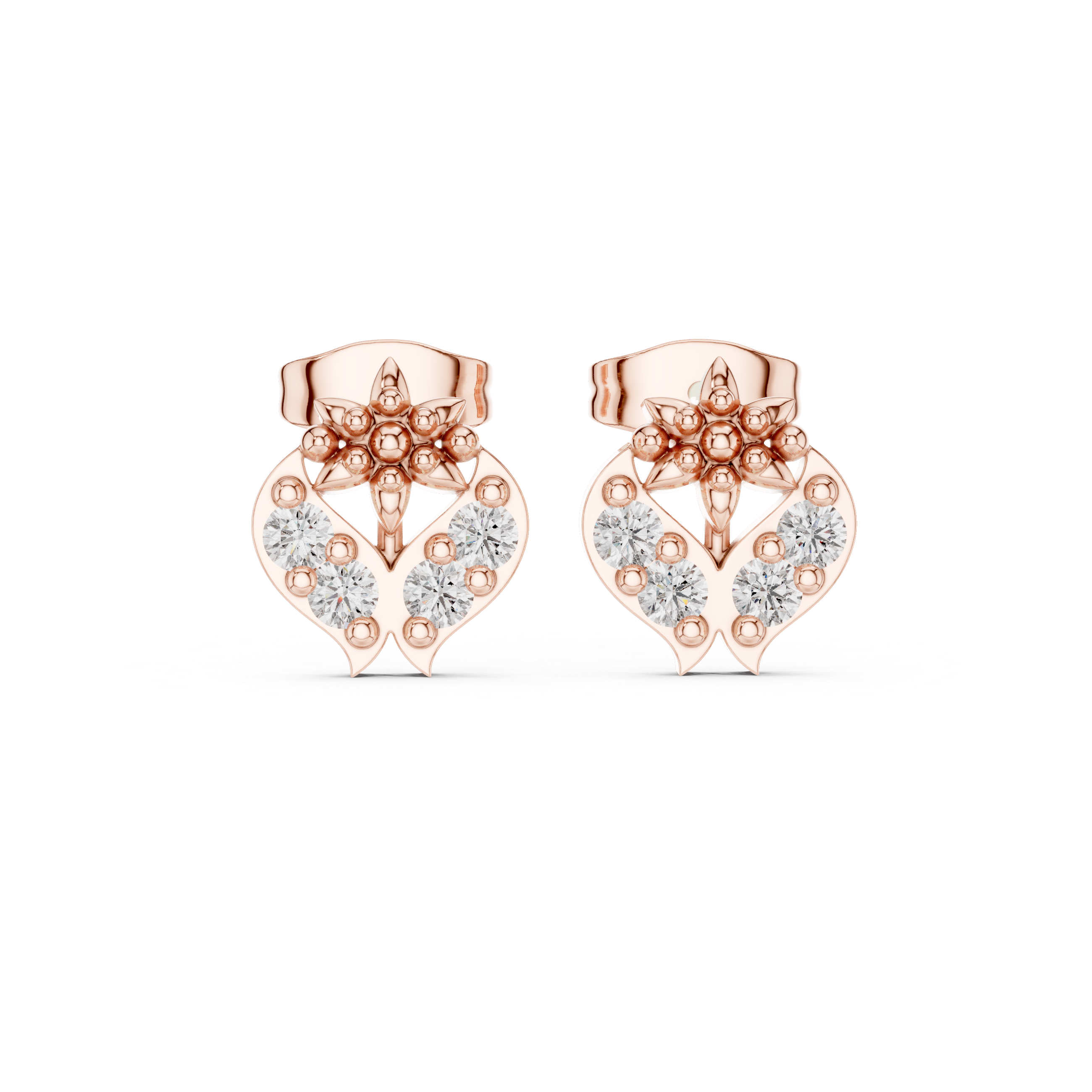 Timeless Rose Gold Floral Stud Earrings with Radiant Stones