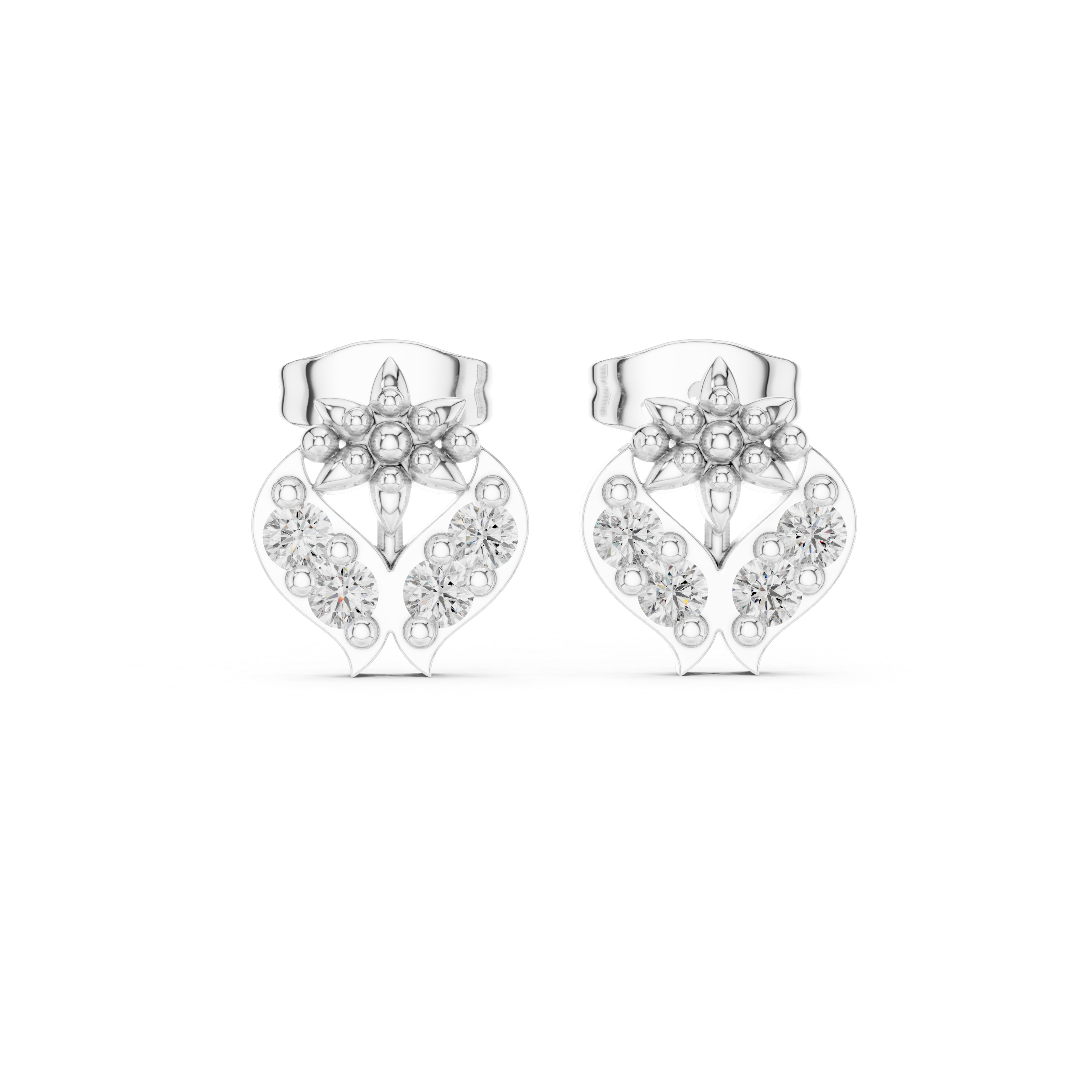 Timeless Rose Gold Floral Stud Earrings with Radiant Stones
