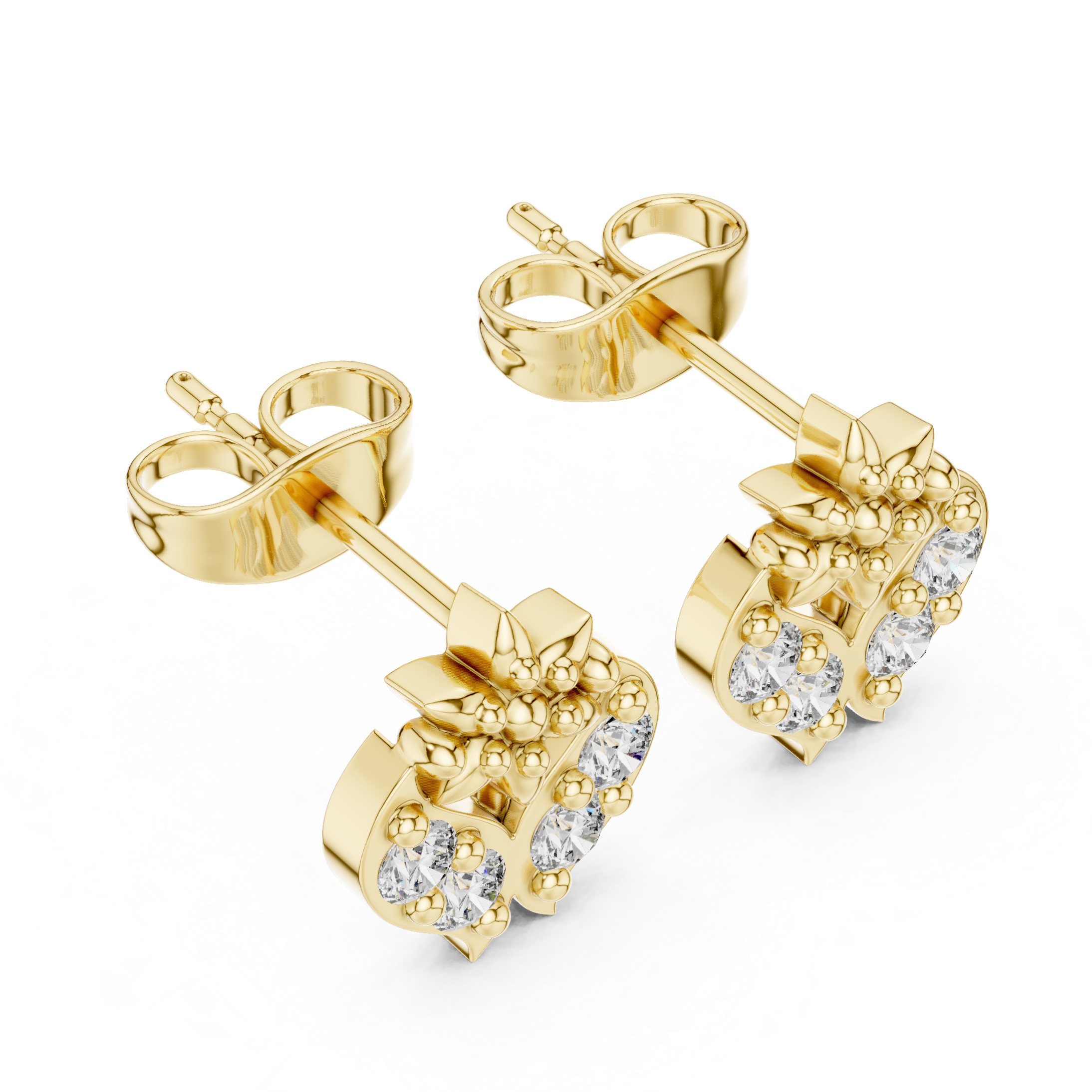 Timeless Rose Gold Floral Stud Earrings with Radiant Stones