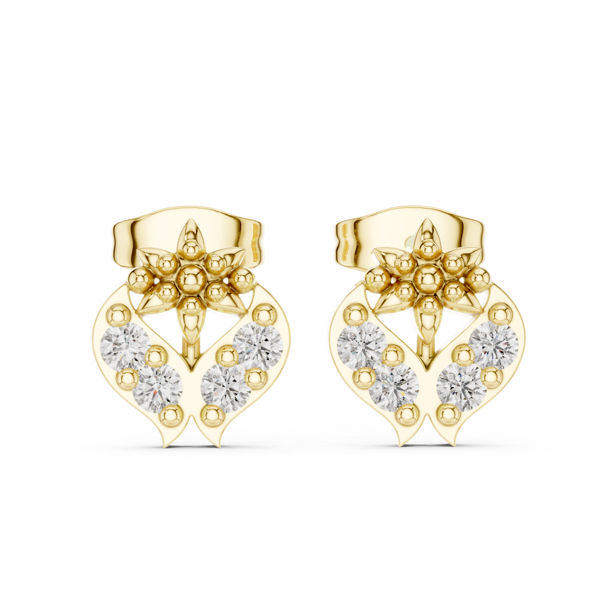 Timeless Rose Gold Floral Stud Earrings with Radiant Stones