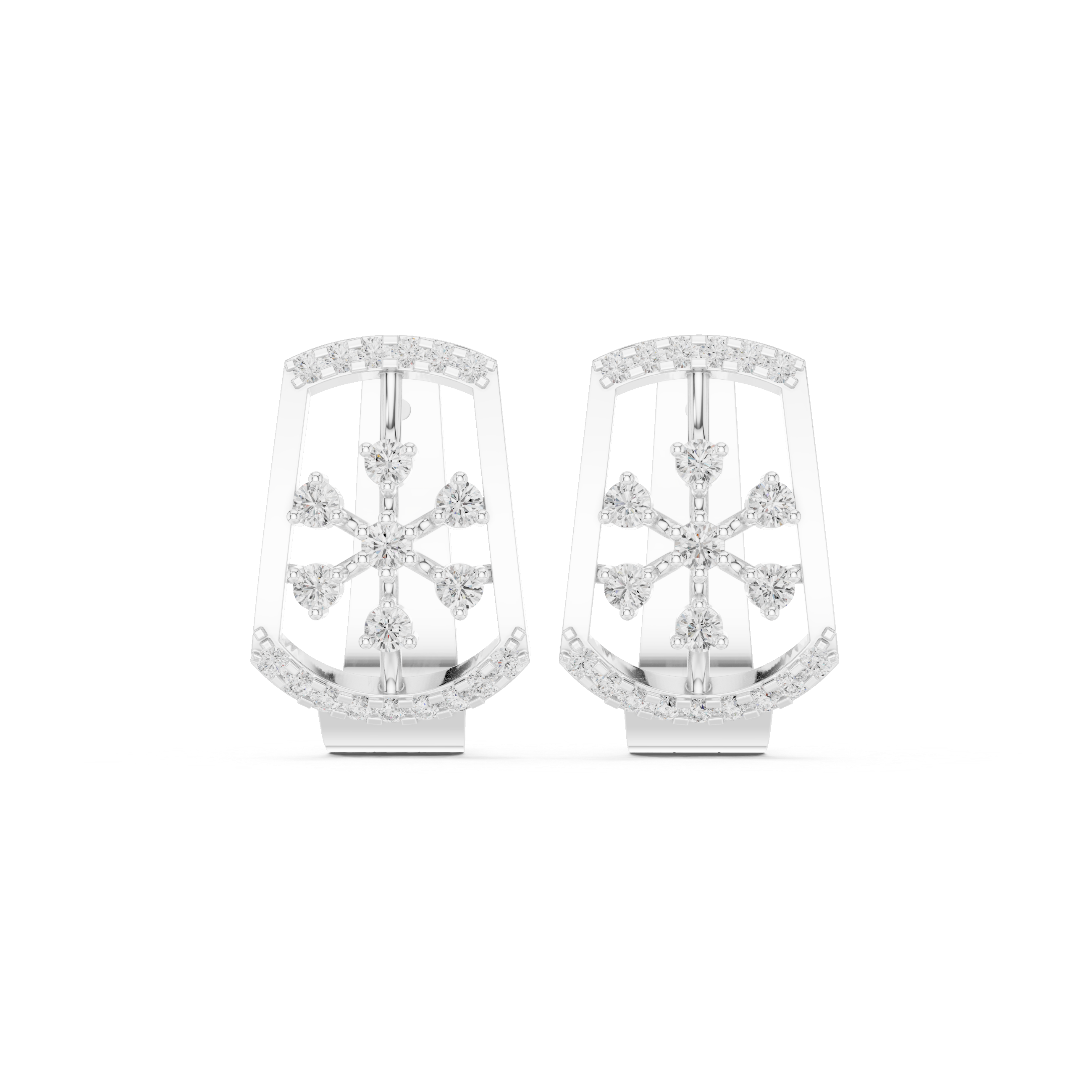 Diamond Stud Earrings with Floral Motif
