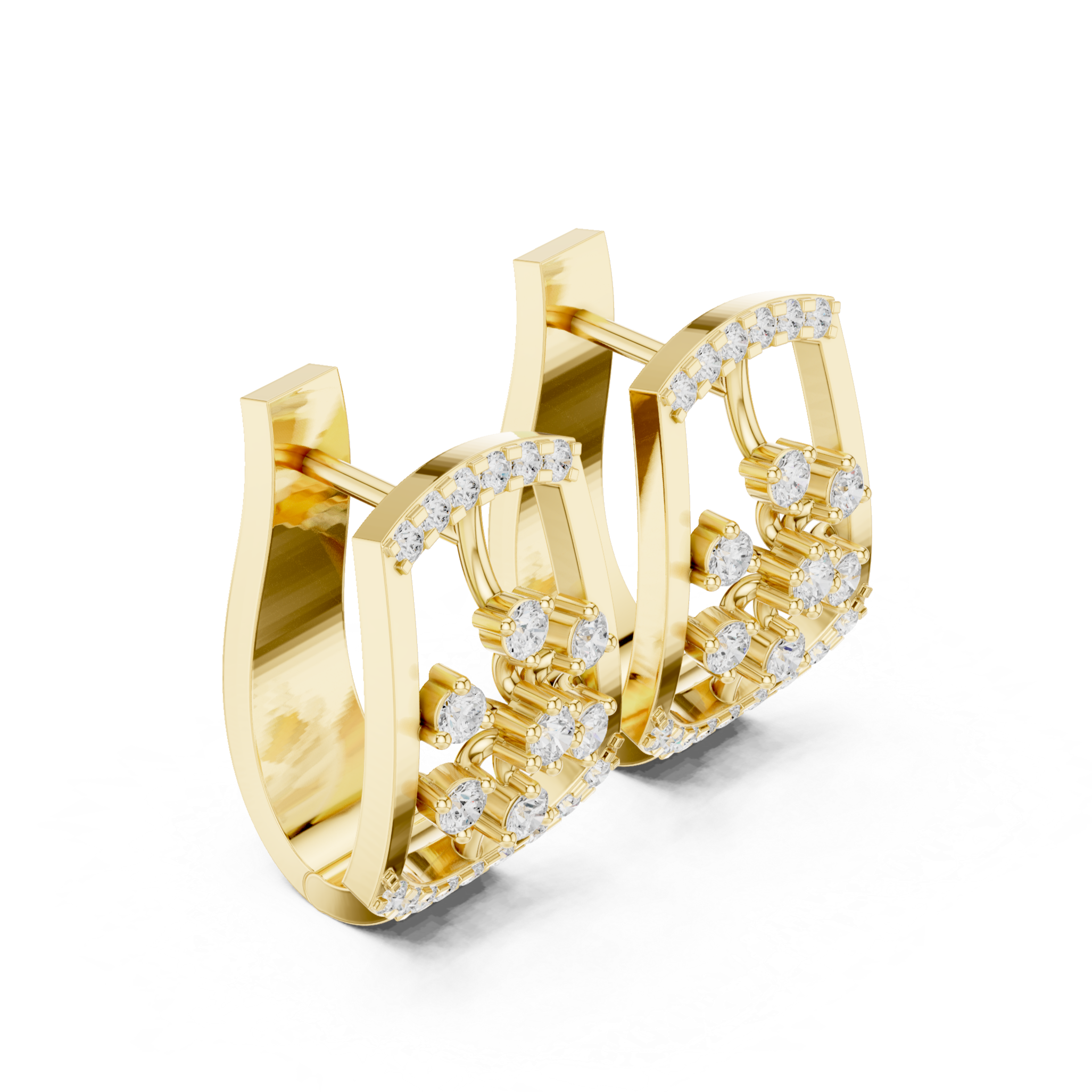 Diamond Stud Earrings with Floral Motif