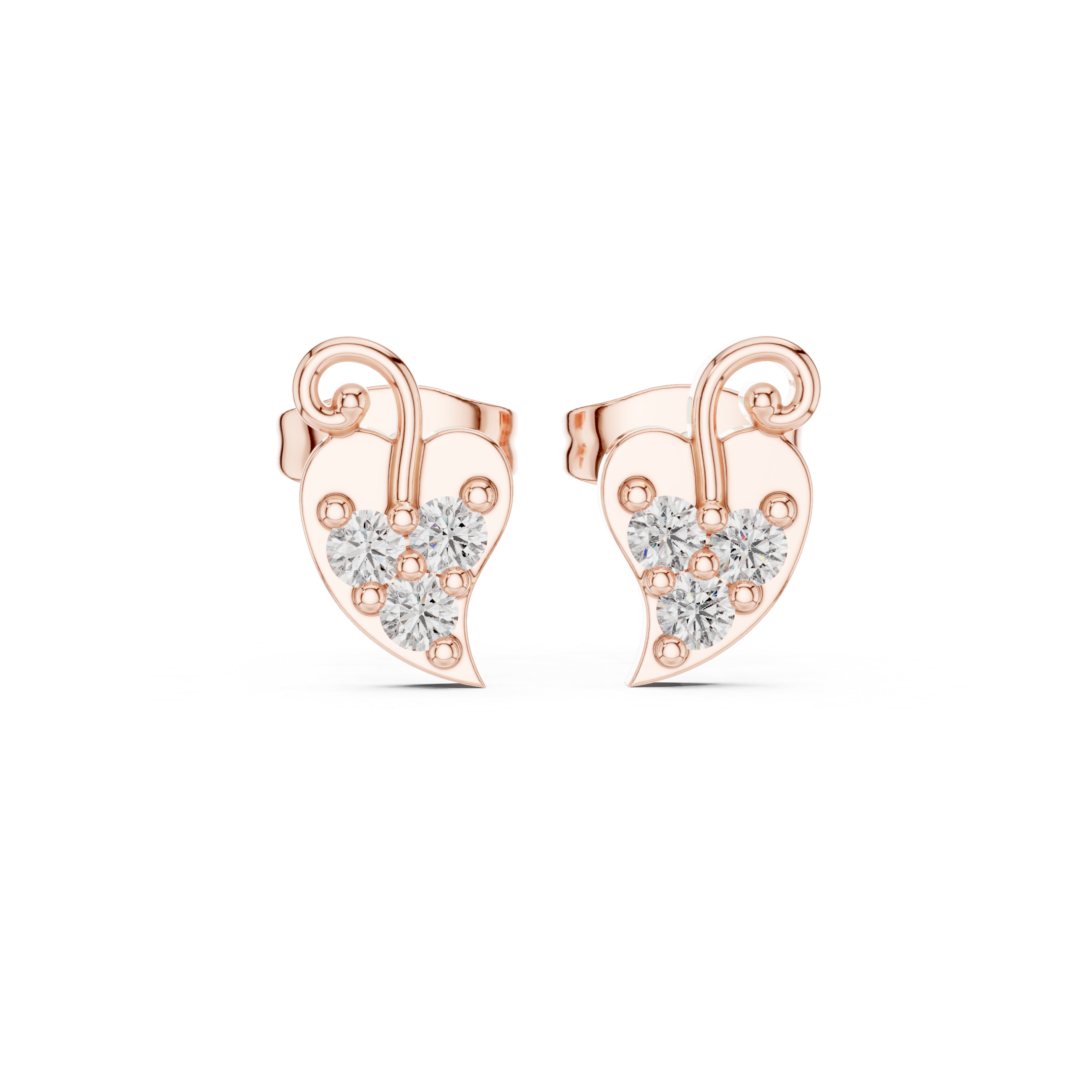 leaf-shaped diamond stud earrings.