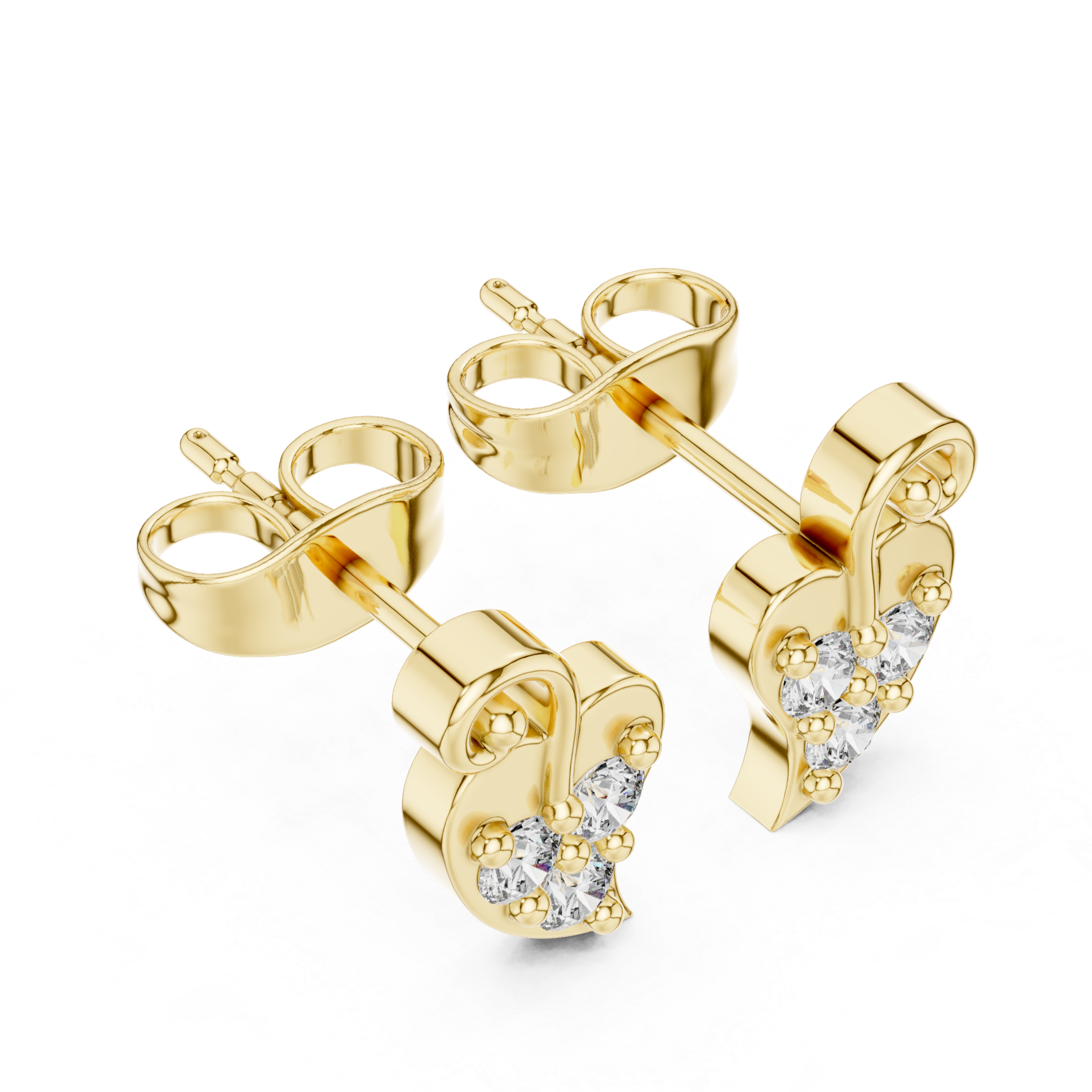 leaf-shaped diamond stud earrings.