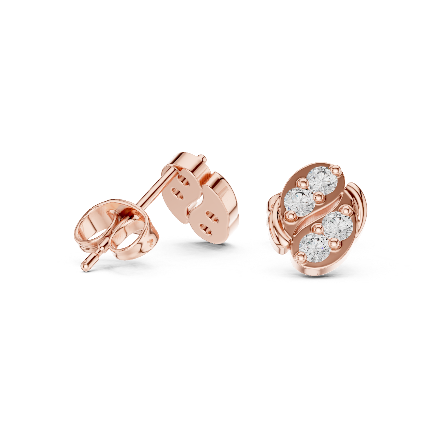 Abstract diamond cluster stud earrings.