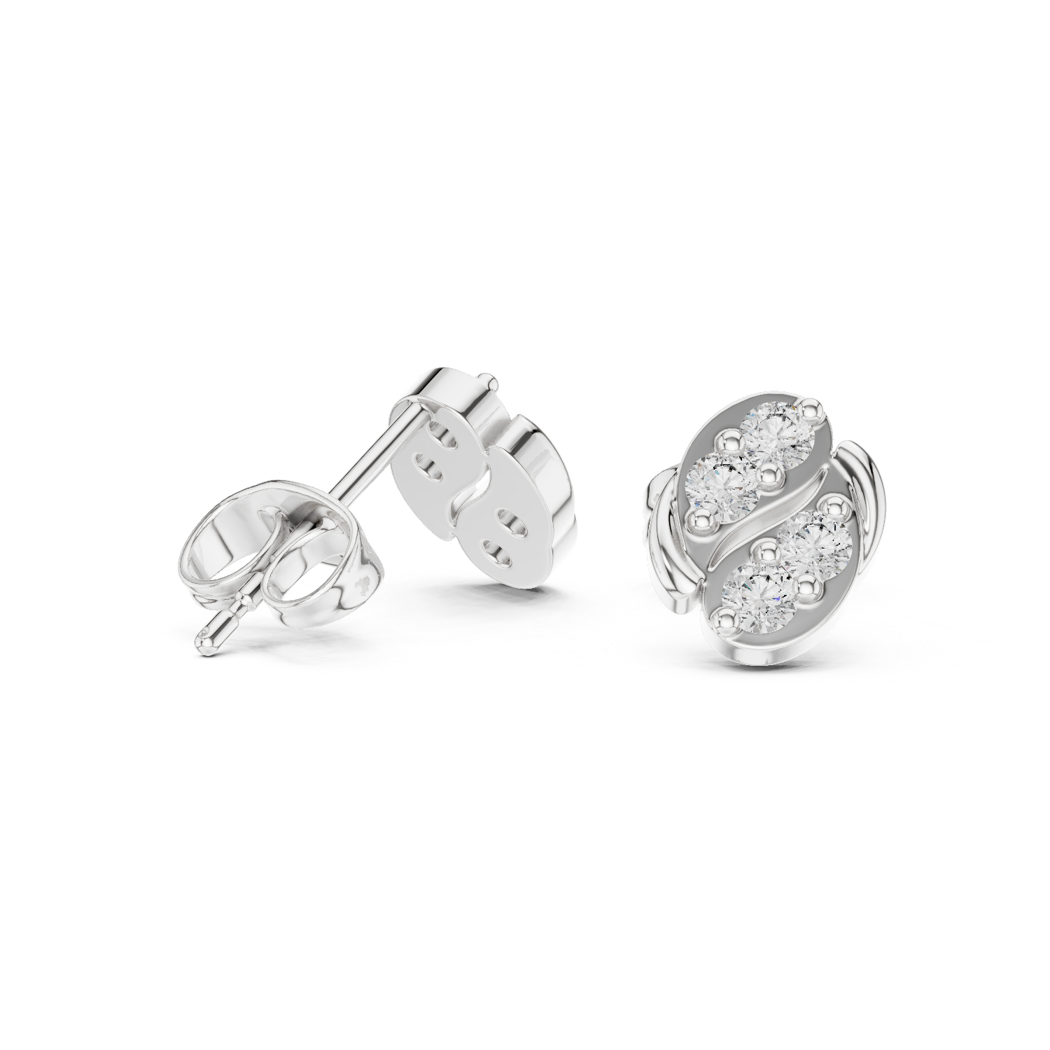 Abstract diamond cluster stud earrings.